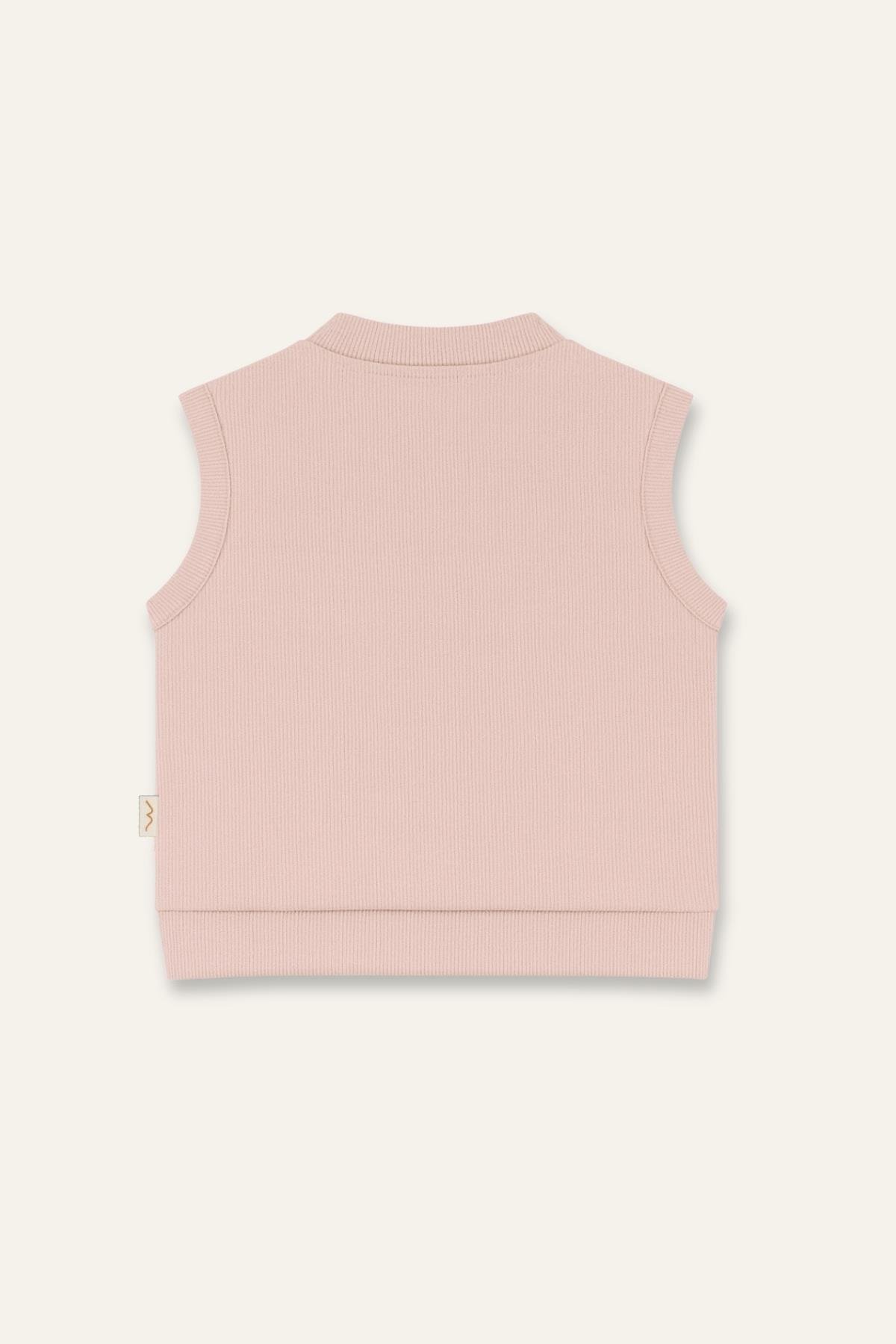 Unisex Bebek Organik Yelek - Pudra