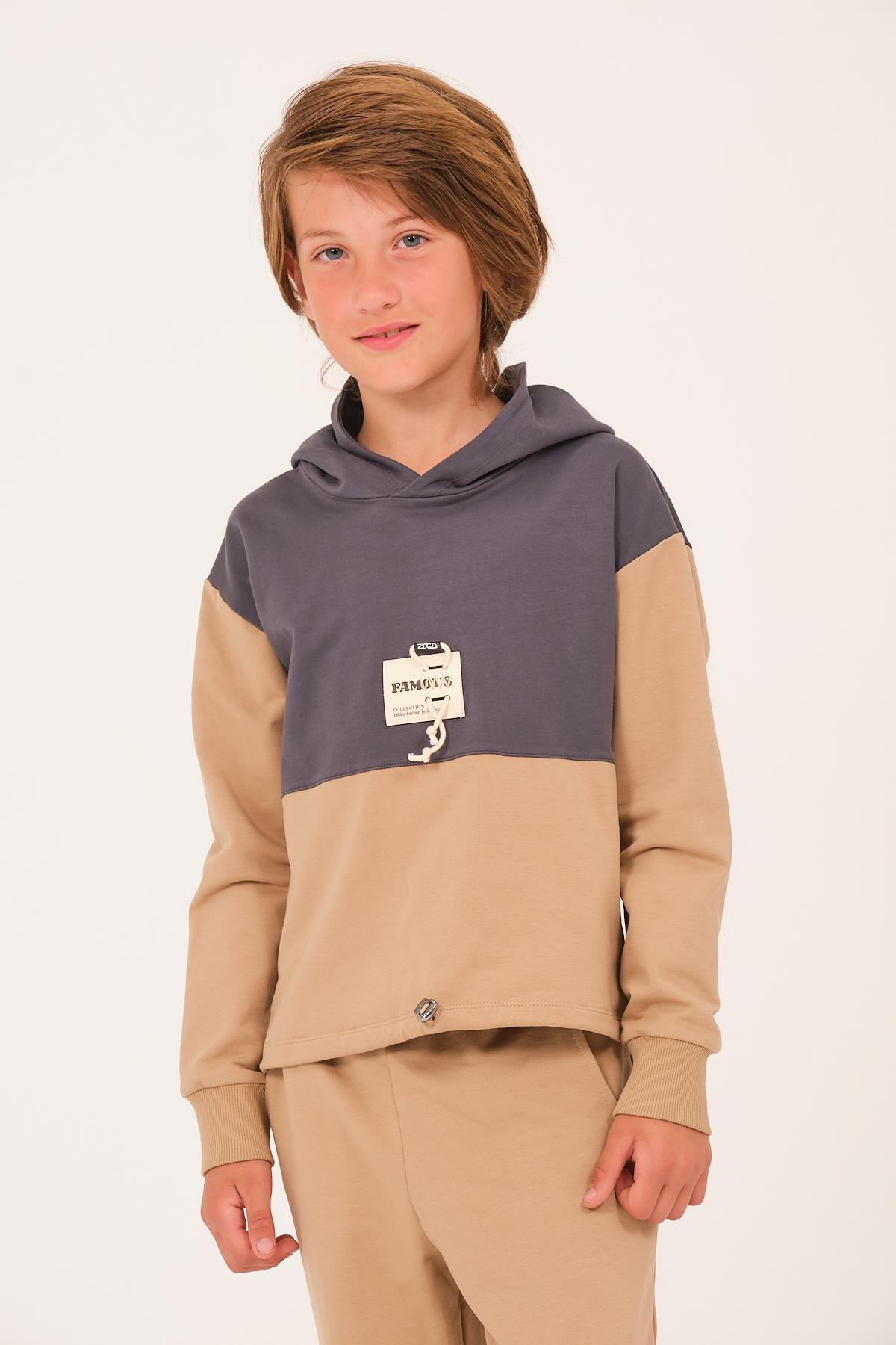 Kız Erkek Çocuk Aksesuar Garni Detaylı Sweatshirt - Antrasit