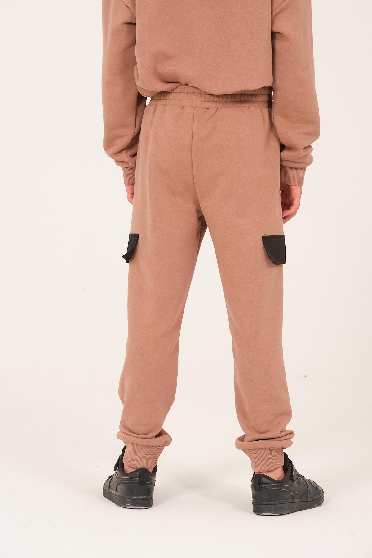 Unisex Çocuk Cep Detaylı Eşofman Altı - Vizon