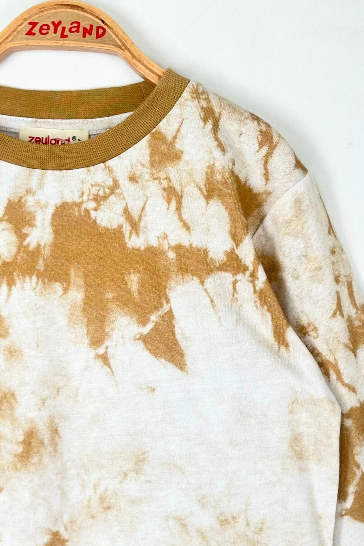 Unisex Çocuk Desenli Pijama Takımı - Camel