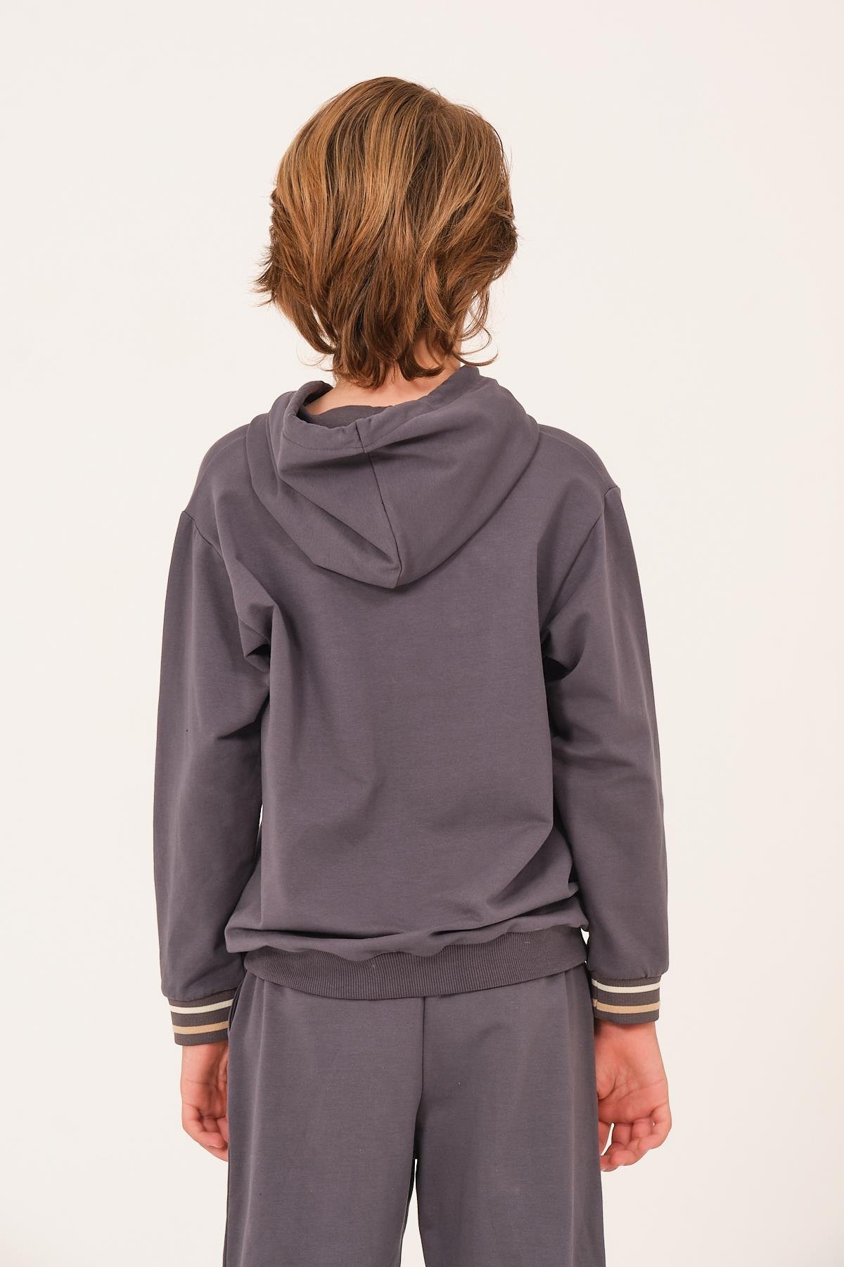 Unisex Çocuk Kapüşonlu Sweatshirt - Antrasit