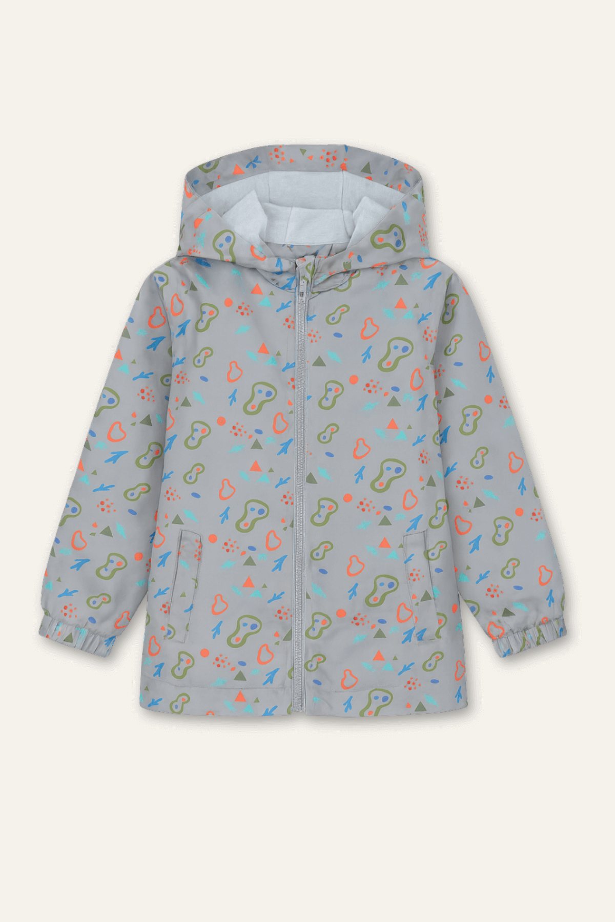 Unisex Çocuk Kapüşonlu Yağmurluk - Gri