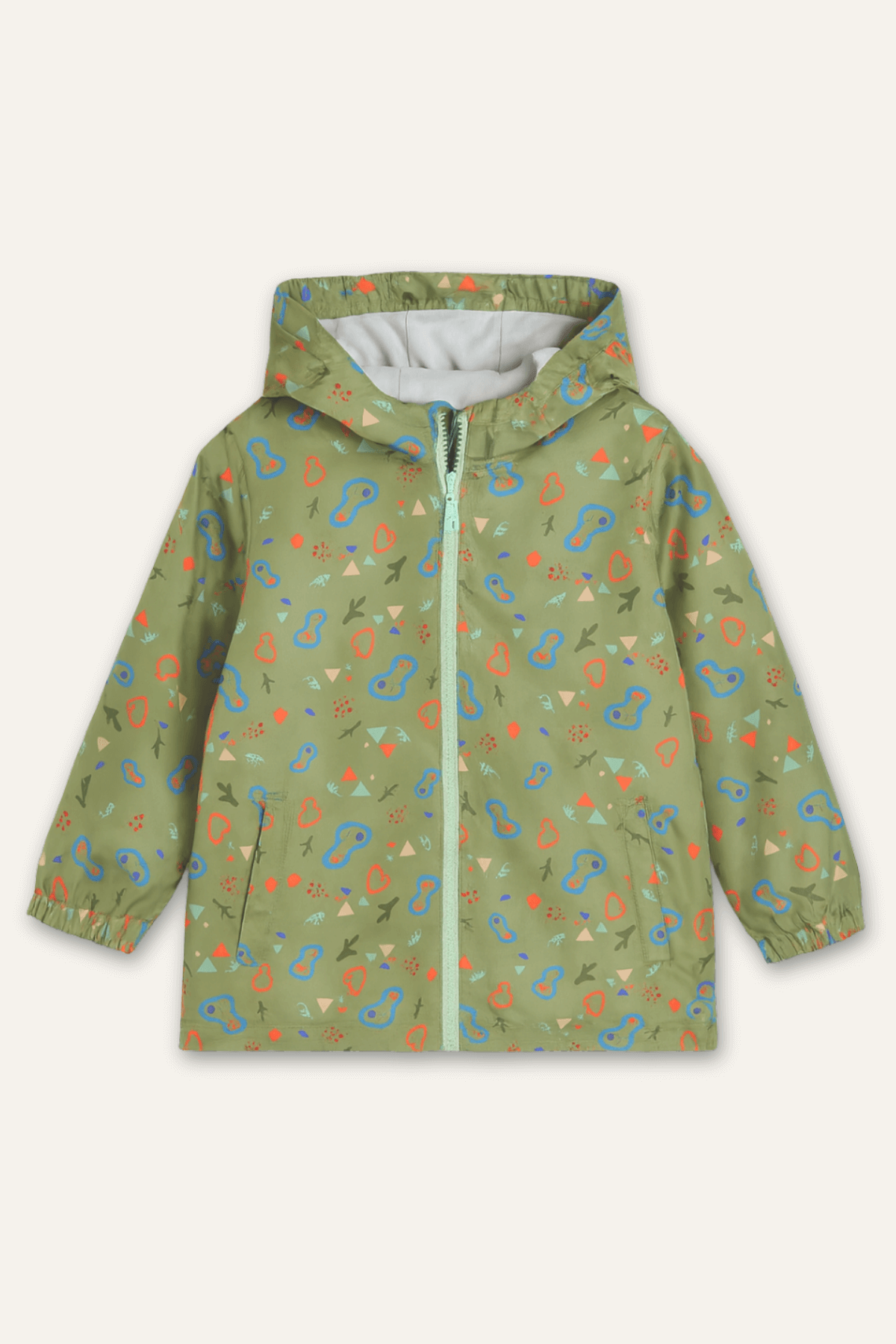 Unisex Çocuk Kapüşonlu Yağmurluk - Haki
