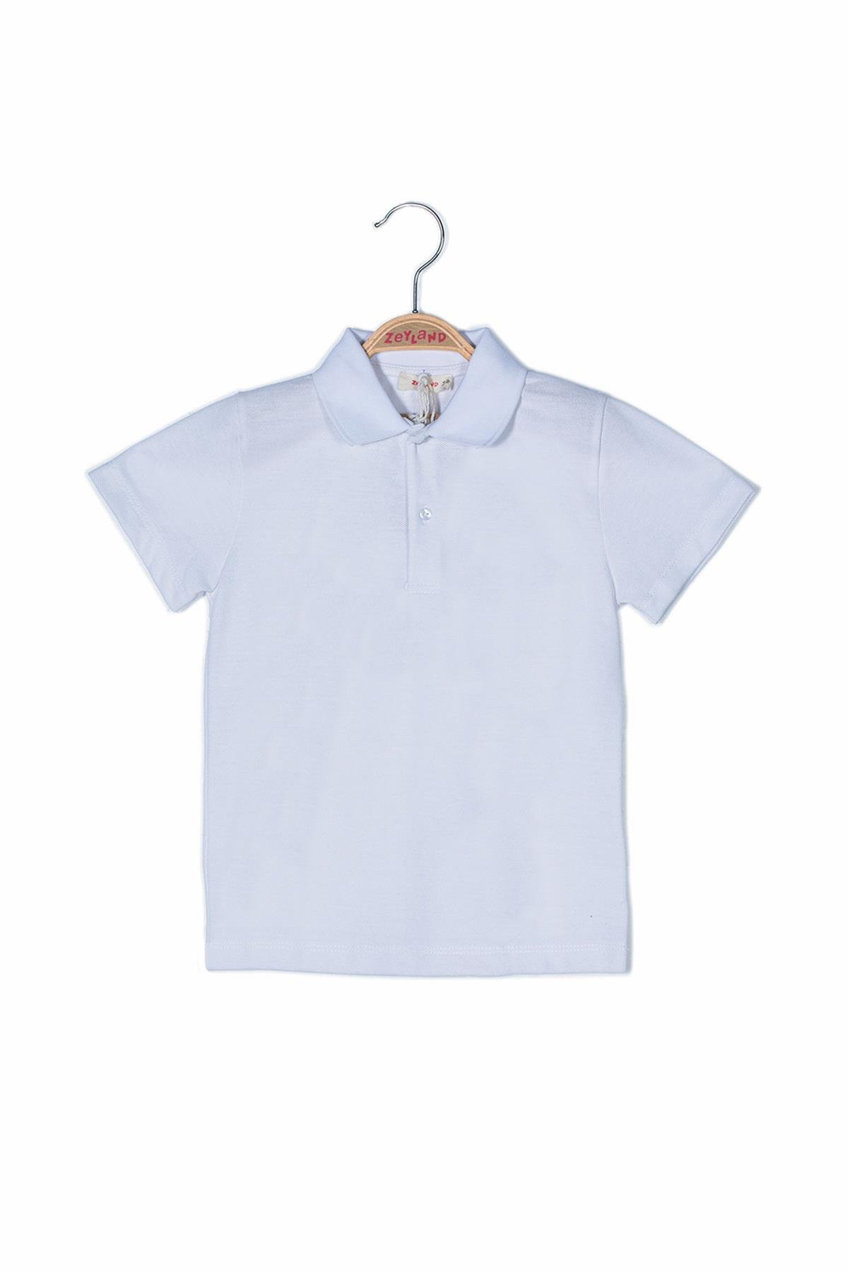 Unisex Çocuk Kısa Kollu Polo Yaka T-Shirt - Beyaz