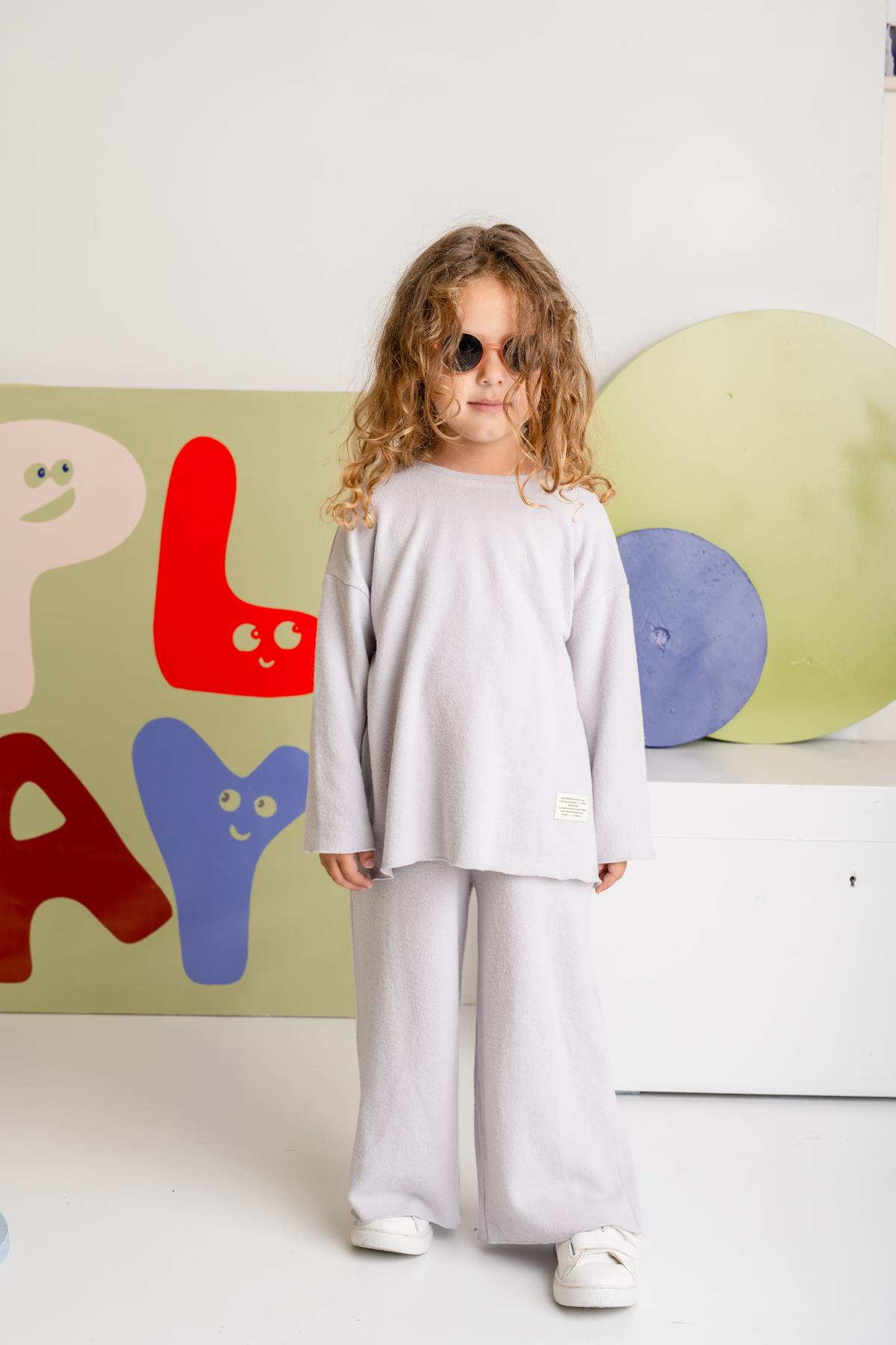 Unisex Çocuk Yumoş İkili Takım - Gri