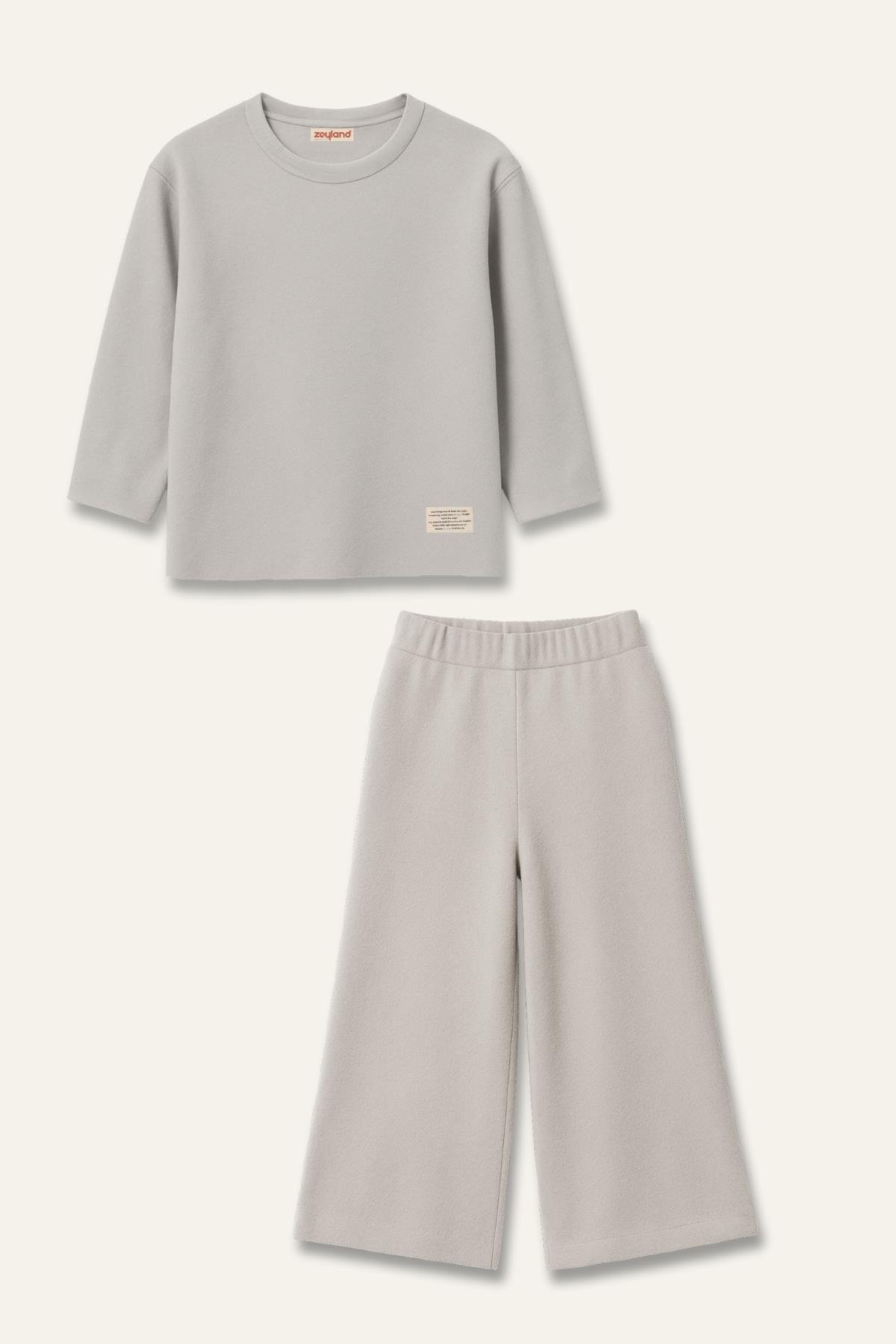 Unisex Çocuk Yumoş İkili Takım - Gri