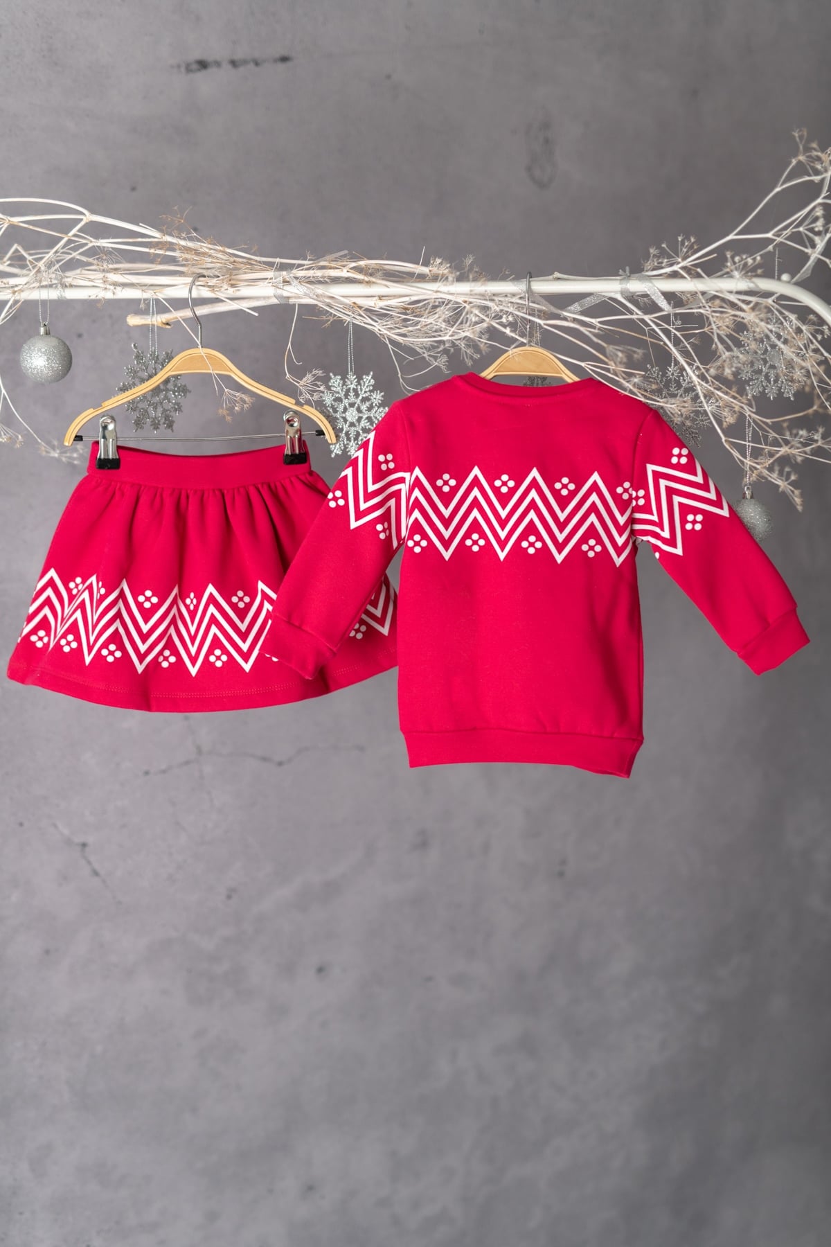 Baskili Sweatshirt ve Etek Takim (6ay-4yas)