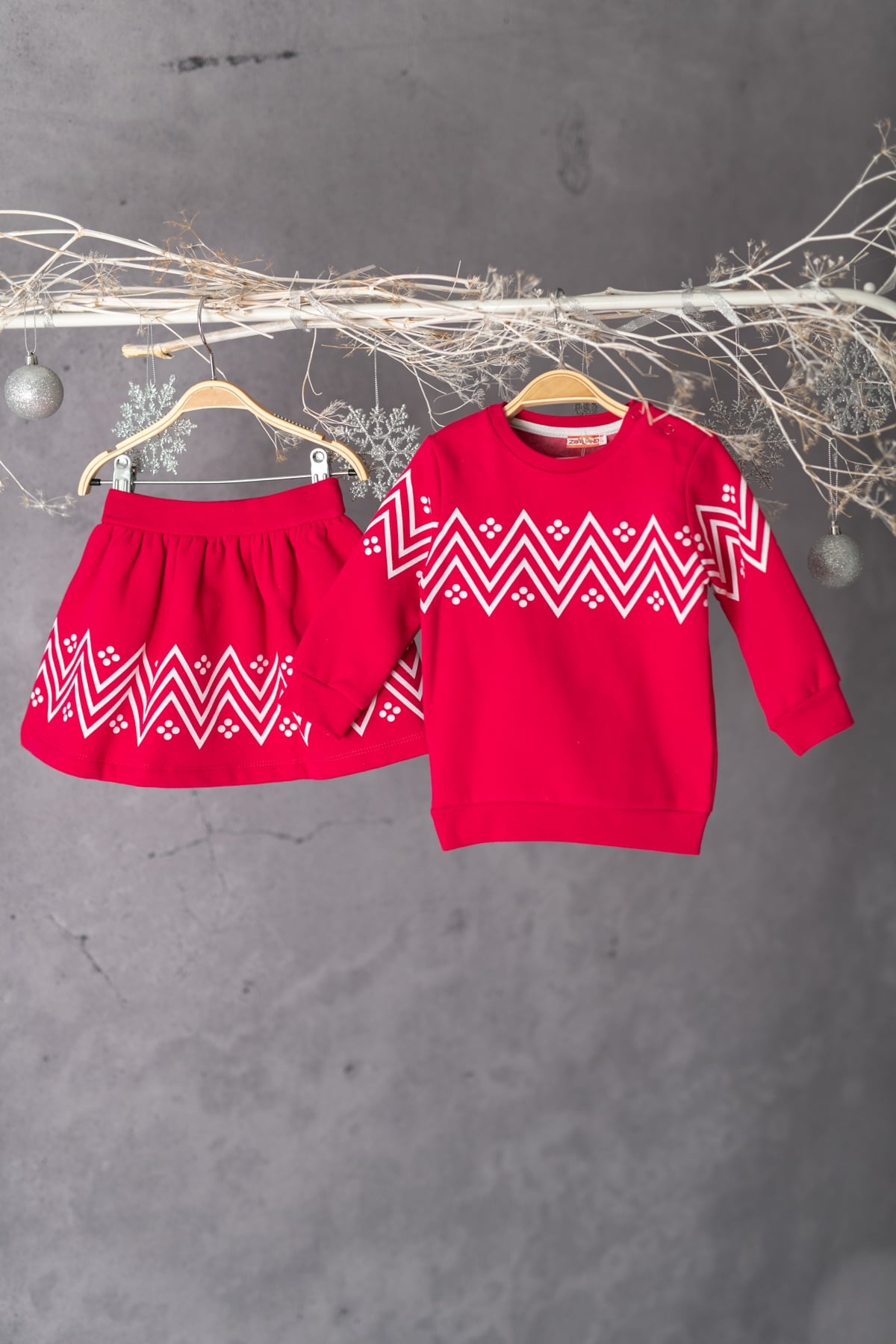 Baskili Sweatshirt ve Etek Takim (6ay-4yas)
