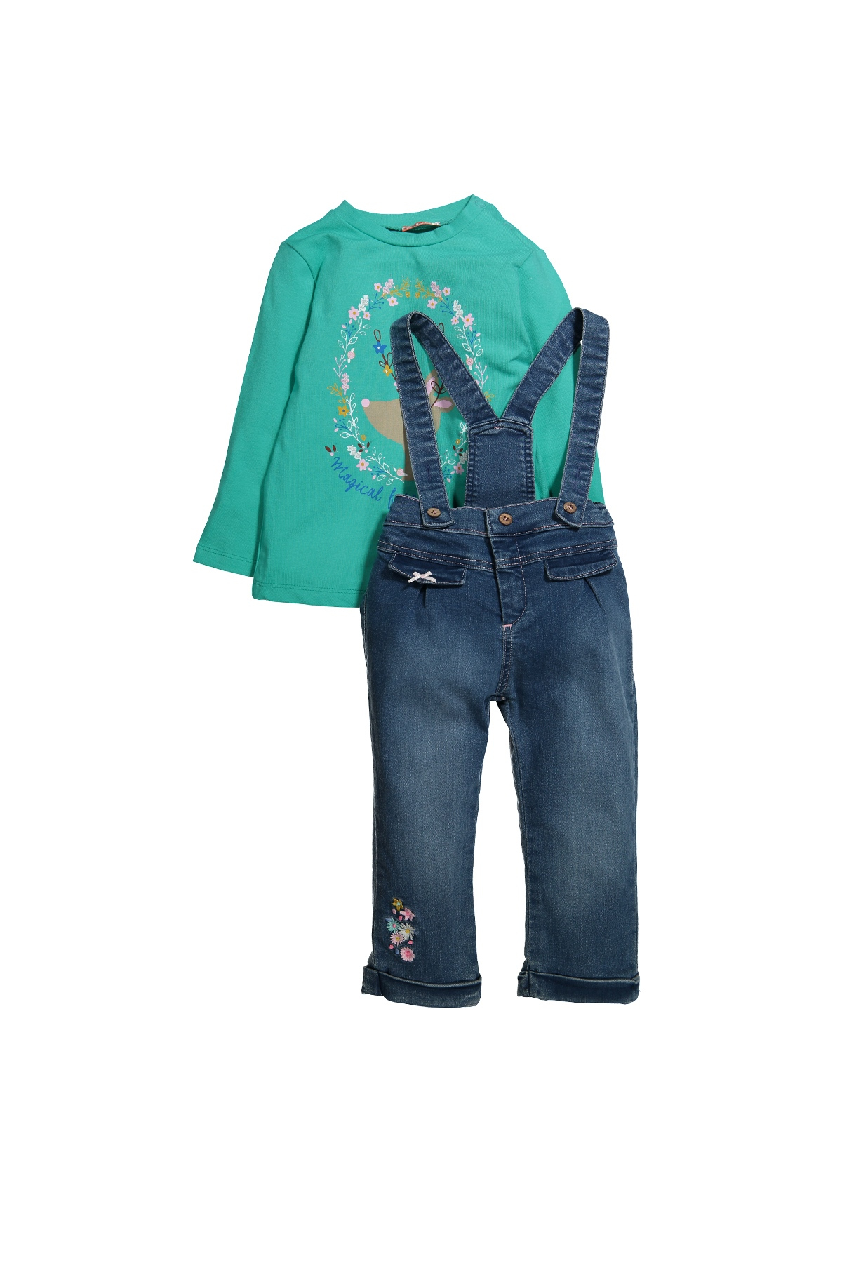 Çikarilabilir Askili Kot Pantolon ve T-shirt Takim (6ay-4yas)