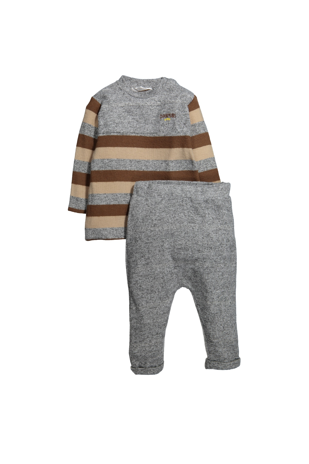 Çizgili Sweatshirt ve Duble Paça Esofman Alti Takim (9ay-4yas)