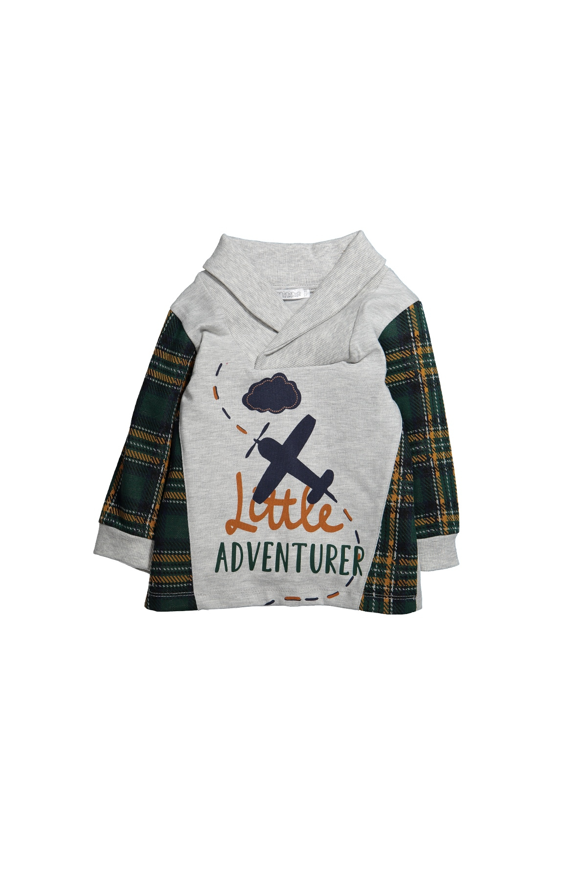 Ekose Parçali Saran Yaka Sweatshirt (12ay-4yas)