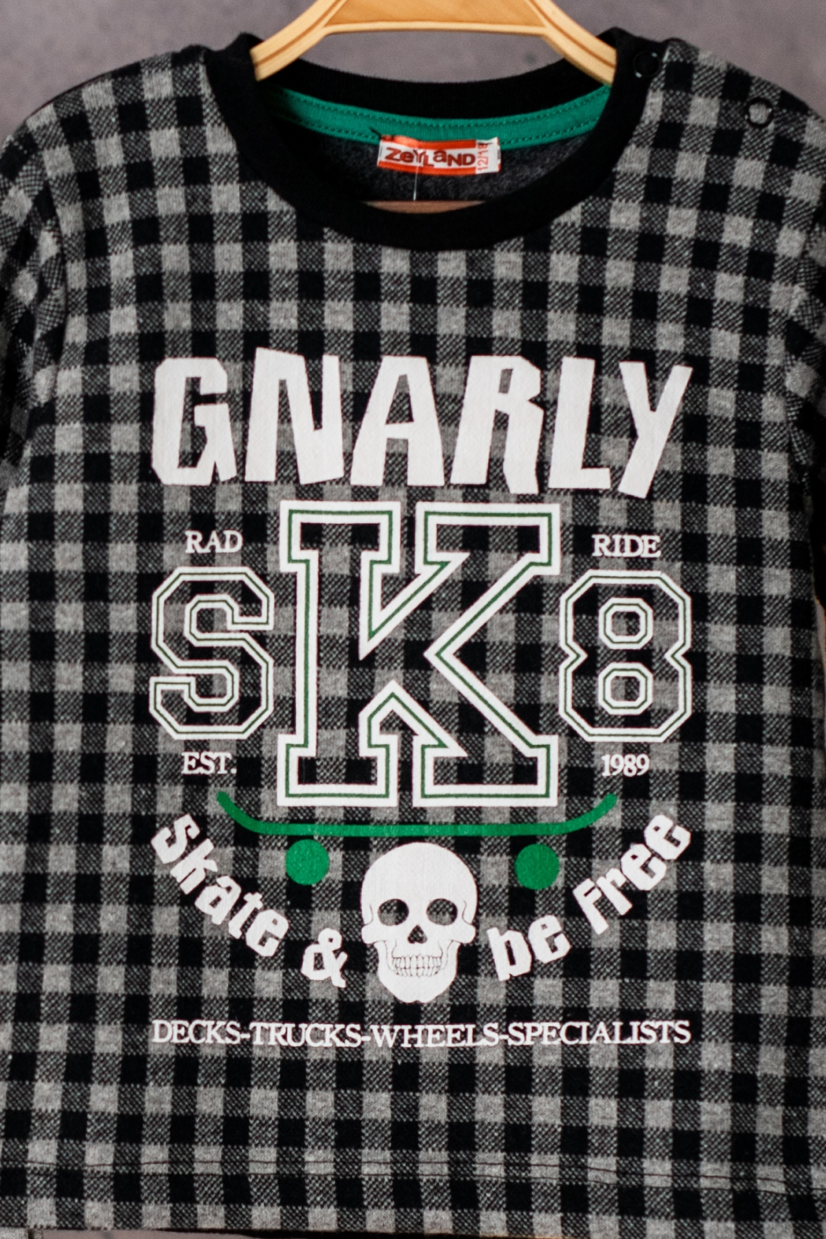 Ekose Sweatshirt ve Diz Yamali Esofman Alti Takim (6ay-4yas)