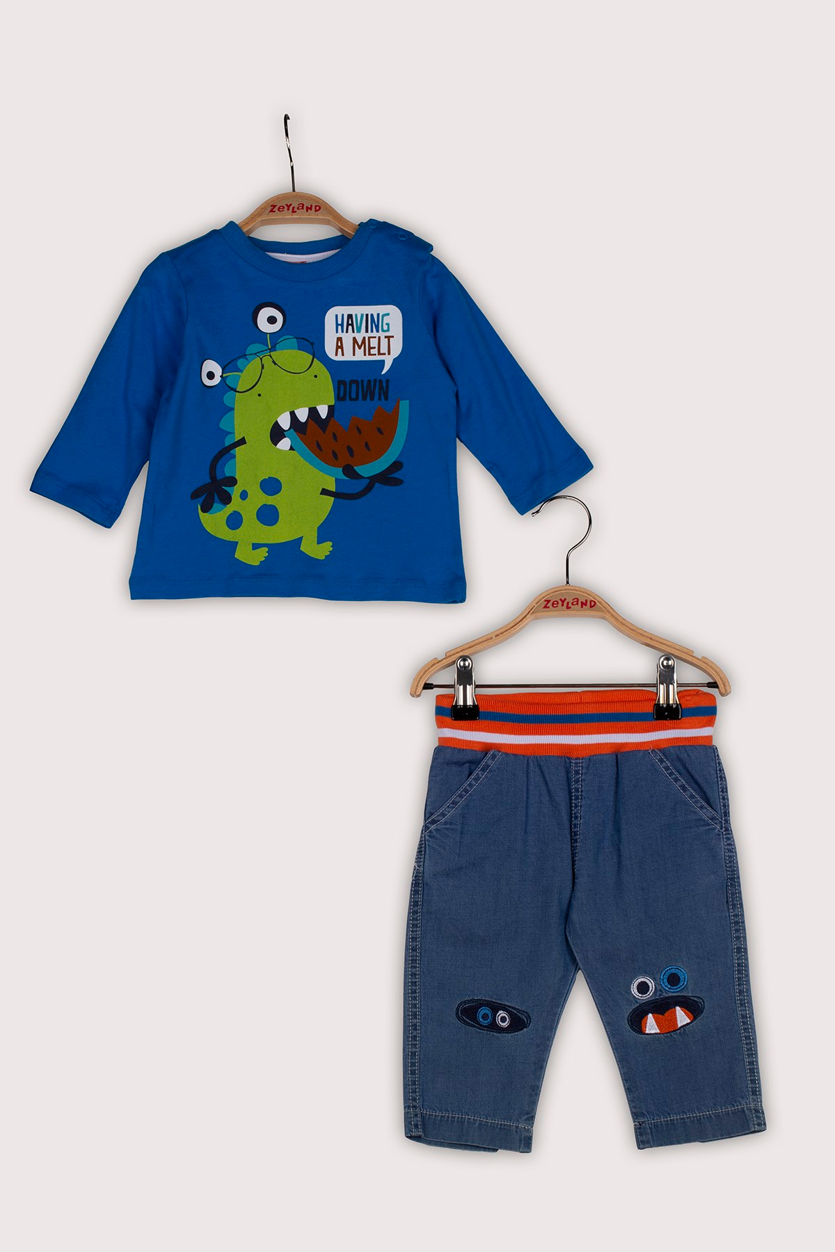 Erkek Bebek Baskılı Sweatshirt ve Pantolon Takım (6ay-3yaş)