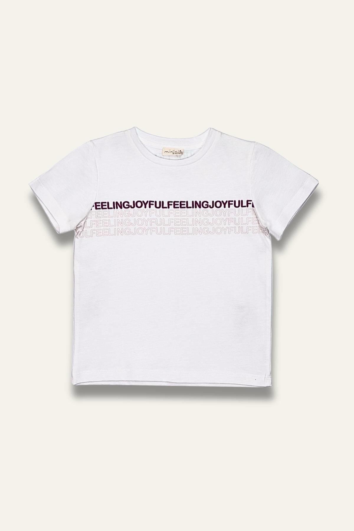 Erkek Bebek Baskılı T-shirt - Ekru