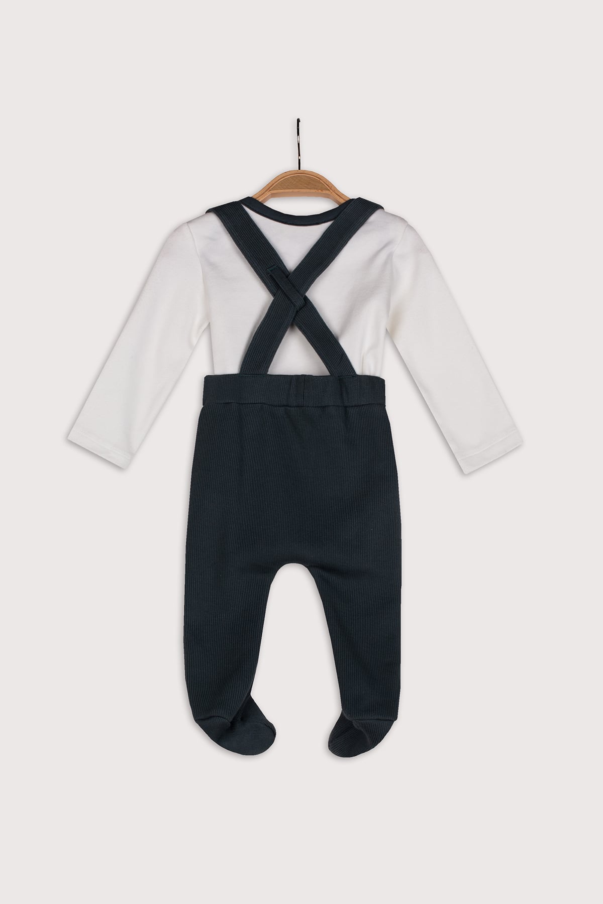 Erkek Bebek Bej Badi Yesil Saloped ikili Takim 3/6-9/12