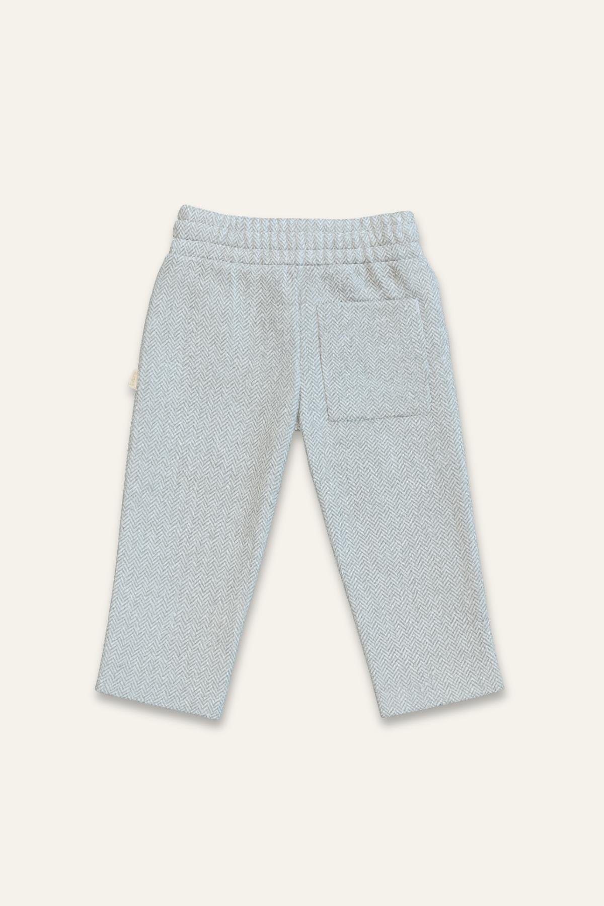 Erkek Bebek Cepli Örme Pantolon - Gri
