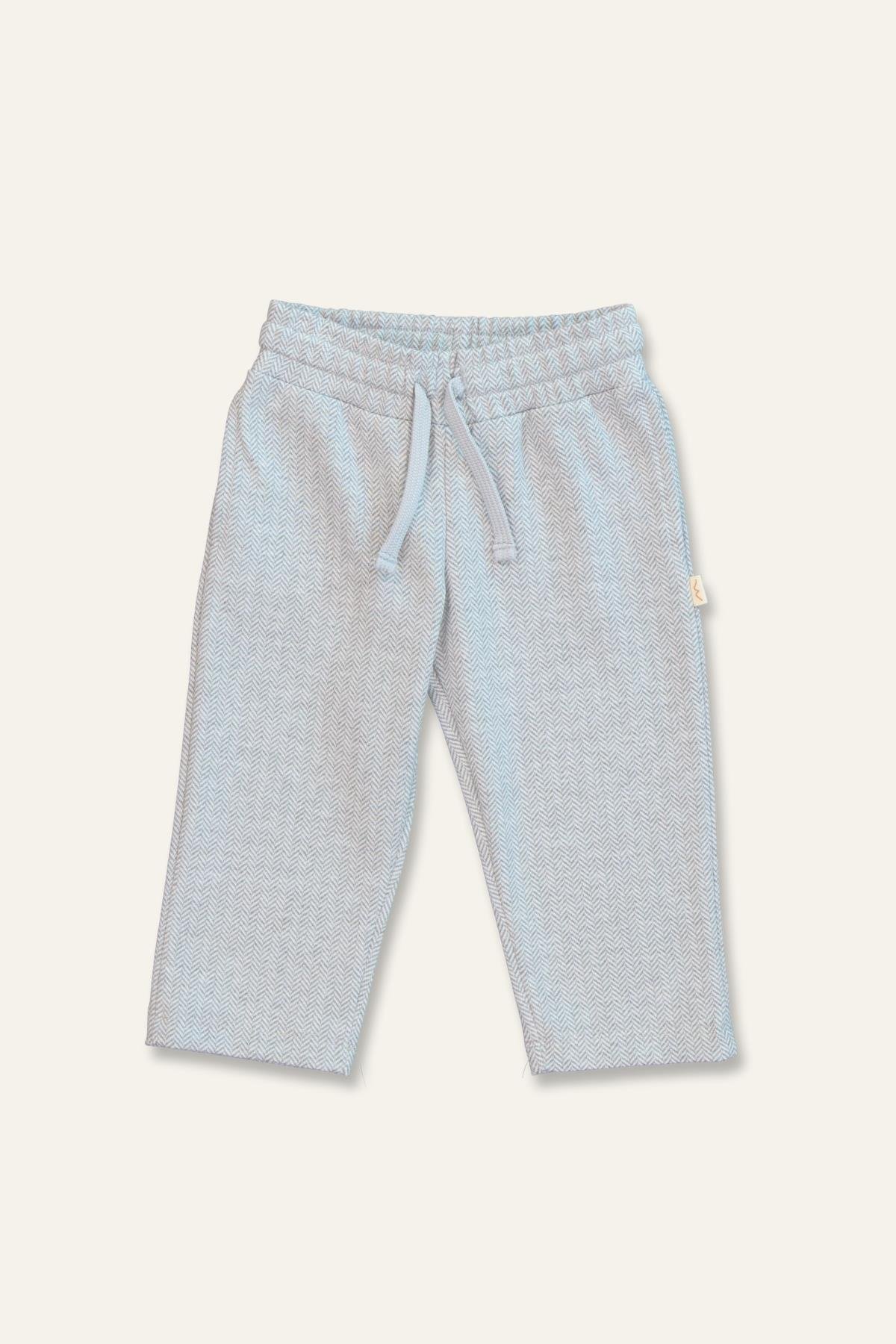 Erkek Bebek Cepli Örme Pantolon - Gri