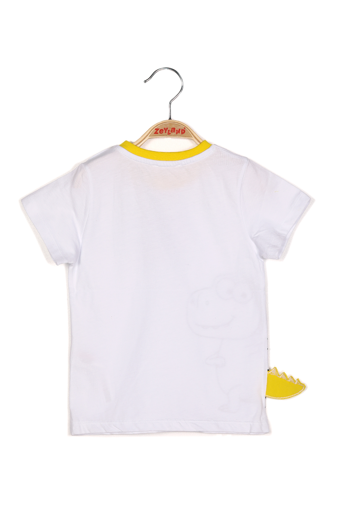 Erkek Bebek Dinazor Baskılı Beyaz T-shirt