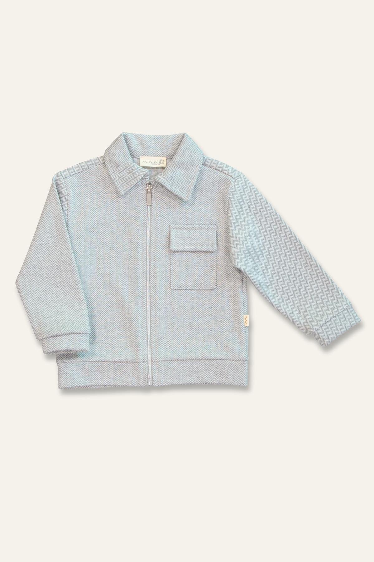 Erkek Bebek Fermuarlı Örme Ceket - Gri