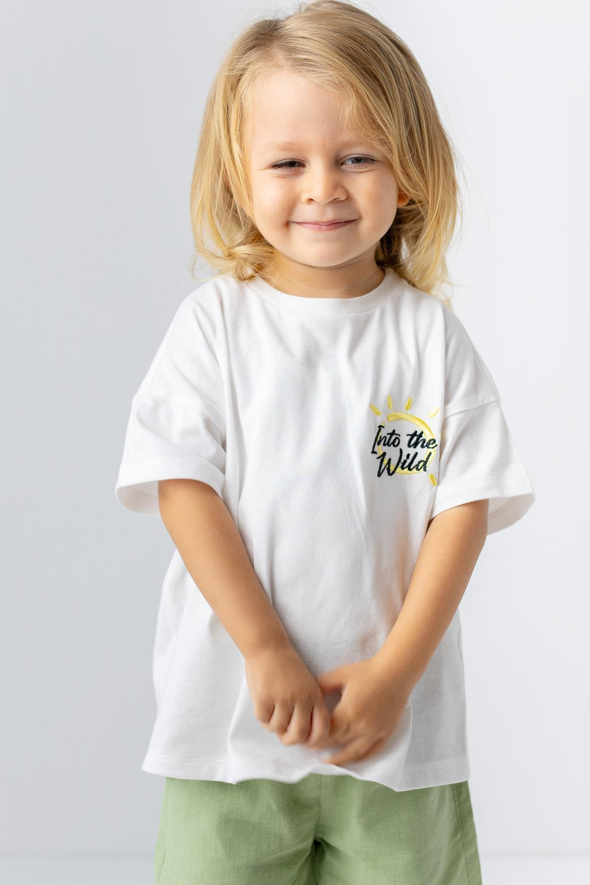 ERKEK BEBEK GUNES NAKIS DETAYLI T-SHIRT