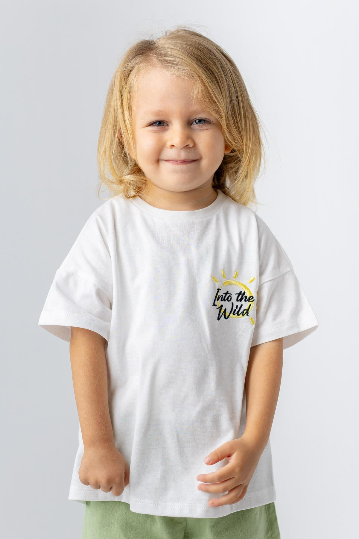 ERKEK BEBEK GUNES NAKIS DETAYLI T-SHIRT