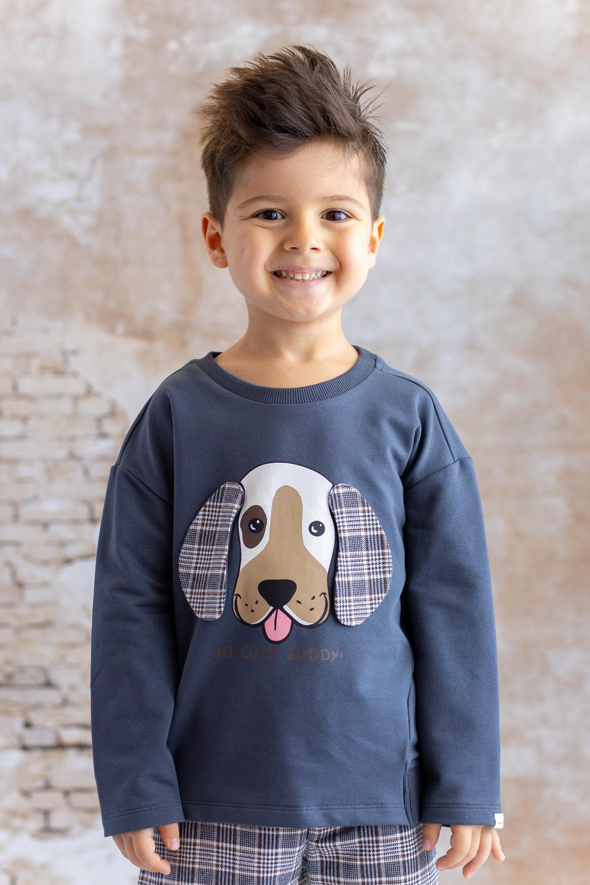 Erkek Bebek Kulak Detaylı Sweatshirt - Antrasit