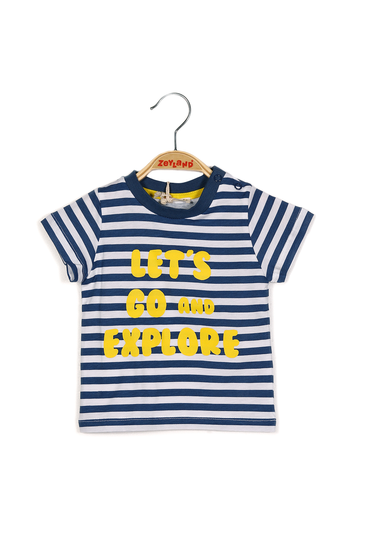 Erkek Bebek Let's Go Baskılı Çizgili T-shirt