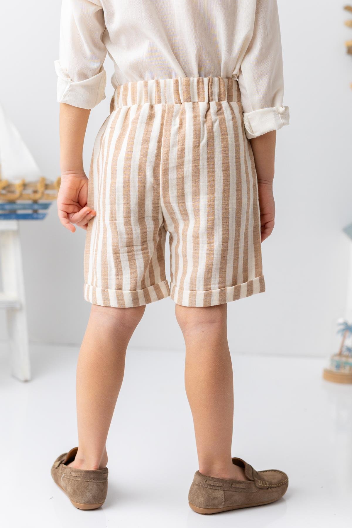 Erkek Bebek  Müslin Şort - Bej