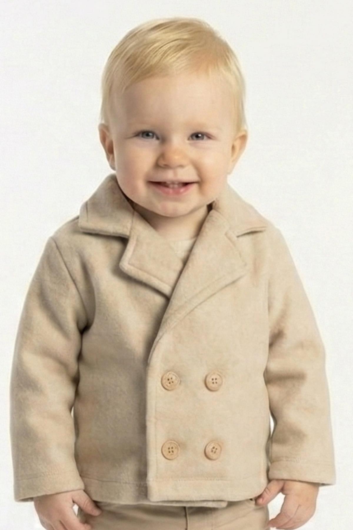 Erkek Bebek Örme Ceket - Bej