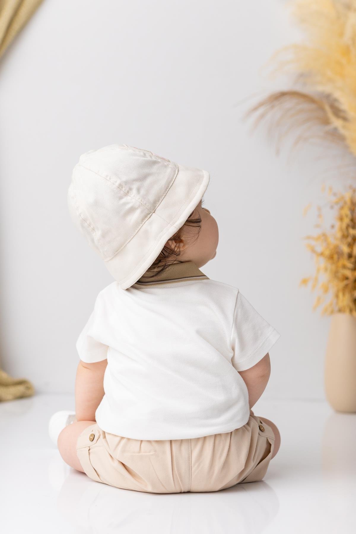 Erkek  Bebek Polo Yaka  T-shirt - Ekru