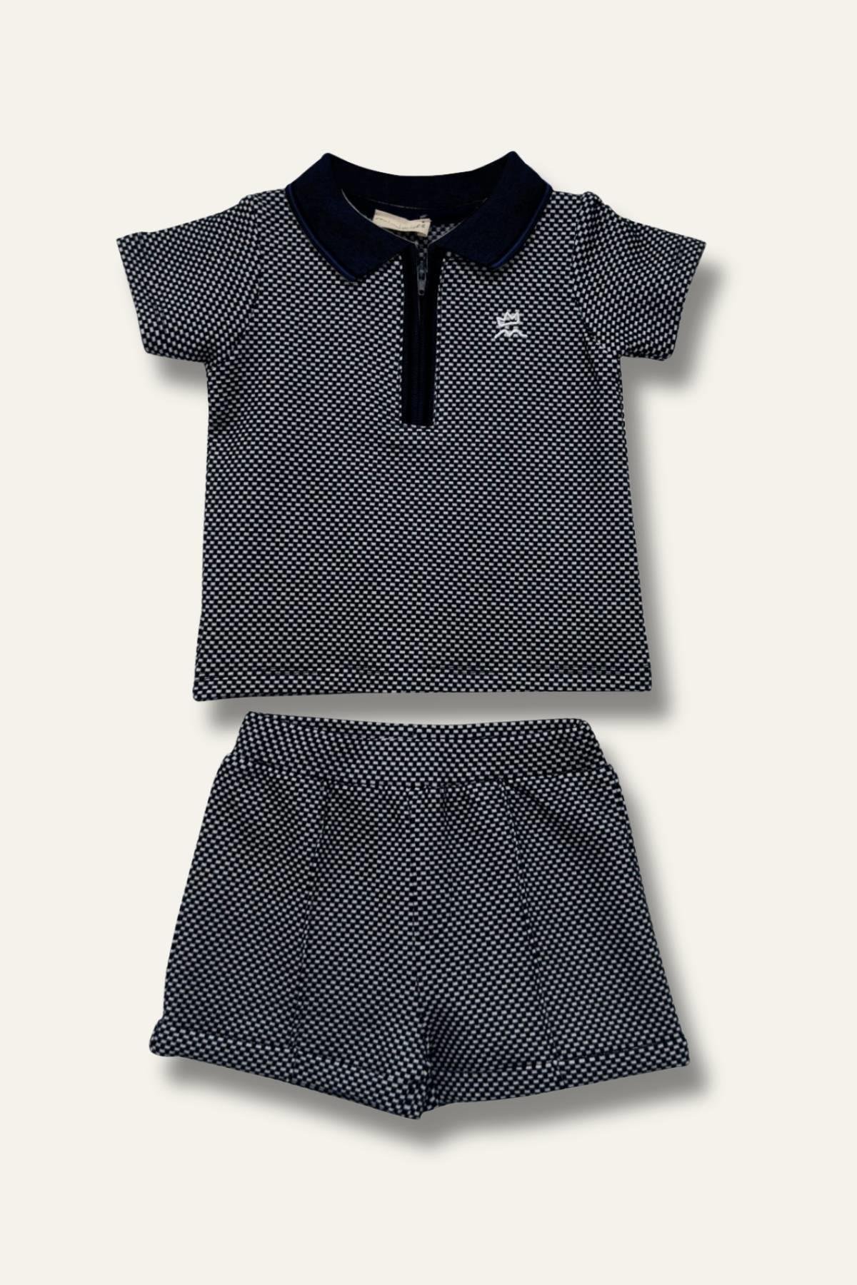 Erkek Bebek Polo Yaka T-shirt ve Şort İkili Takım - Lacivert