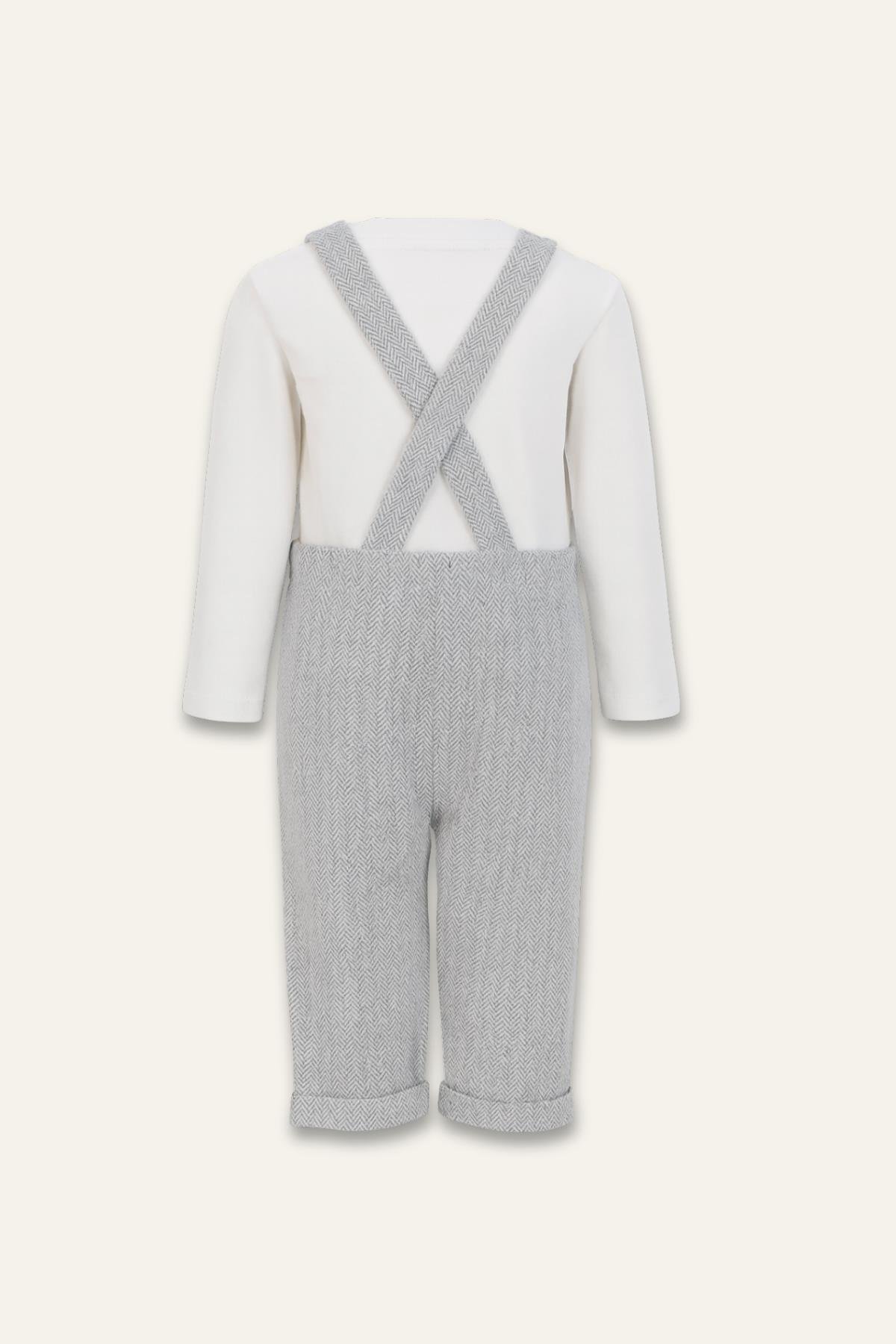 Erkek Bebek Saloped ve T-shirt Takım - Gri