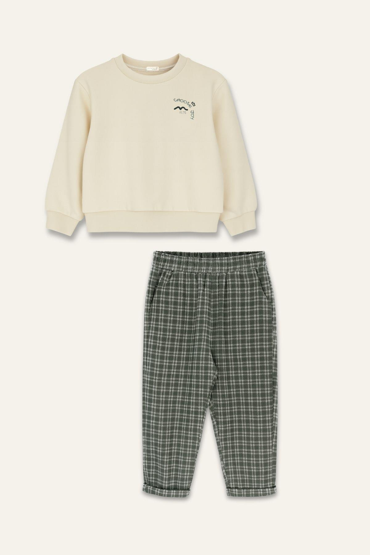 Erkek Bebek Sweatshirt ve Pantolon Takım - Haki