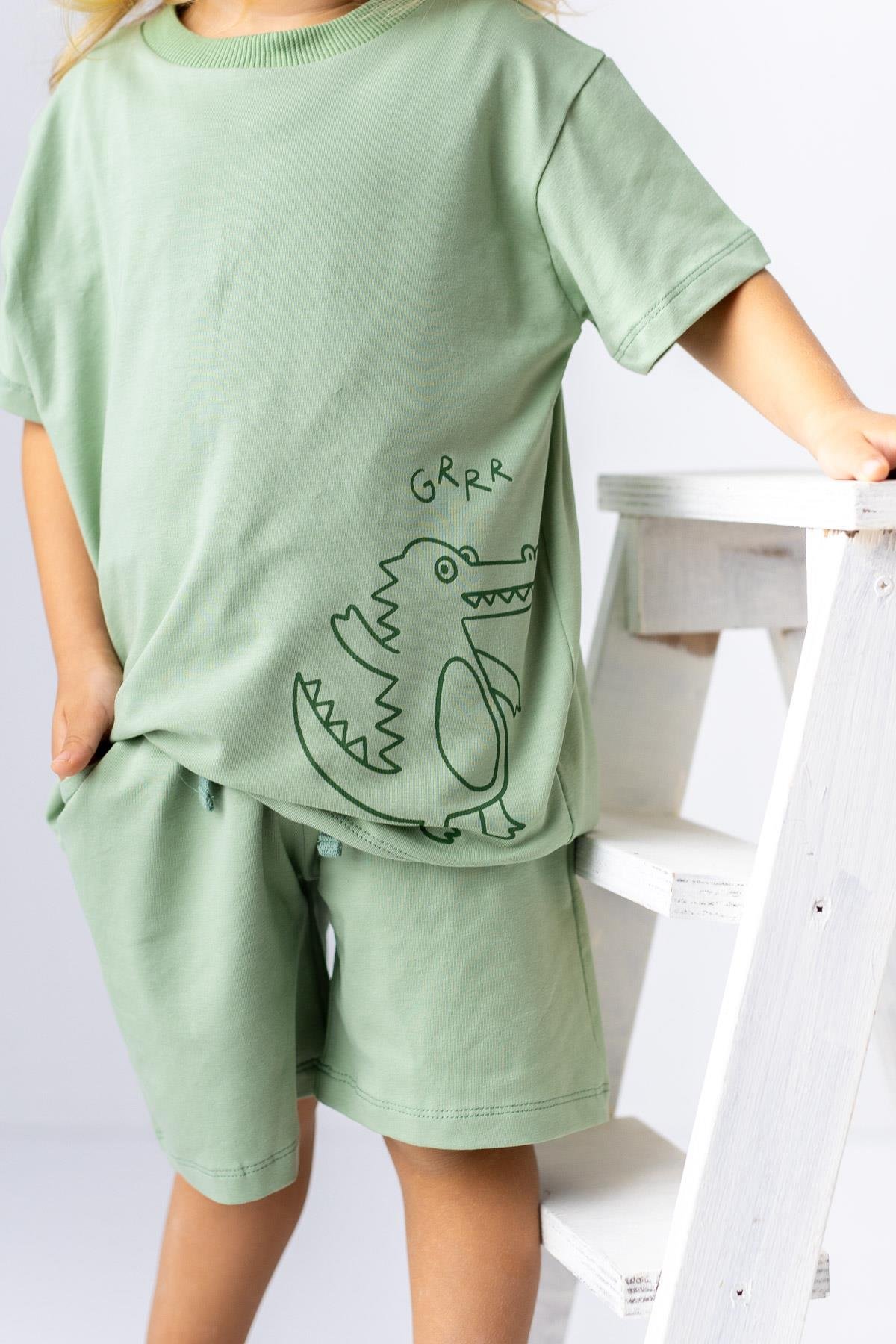 ERKEK BEBEK TIMSAH NAKISLI SORT/T-SHIRT TAKIM