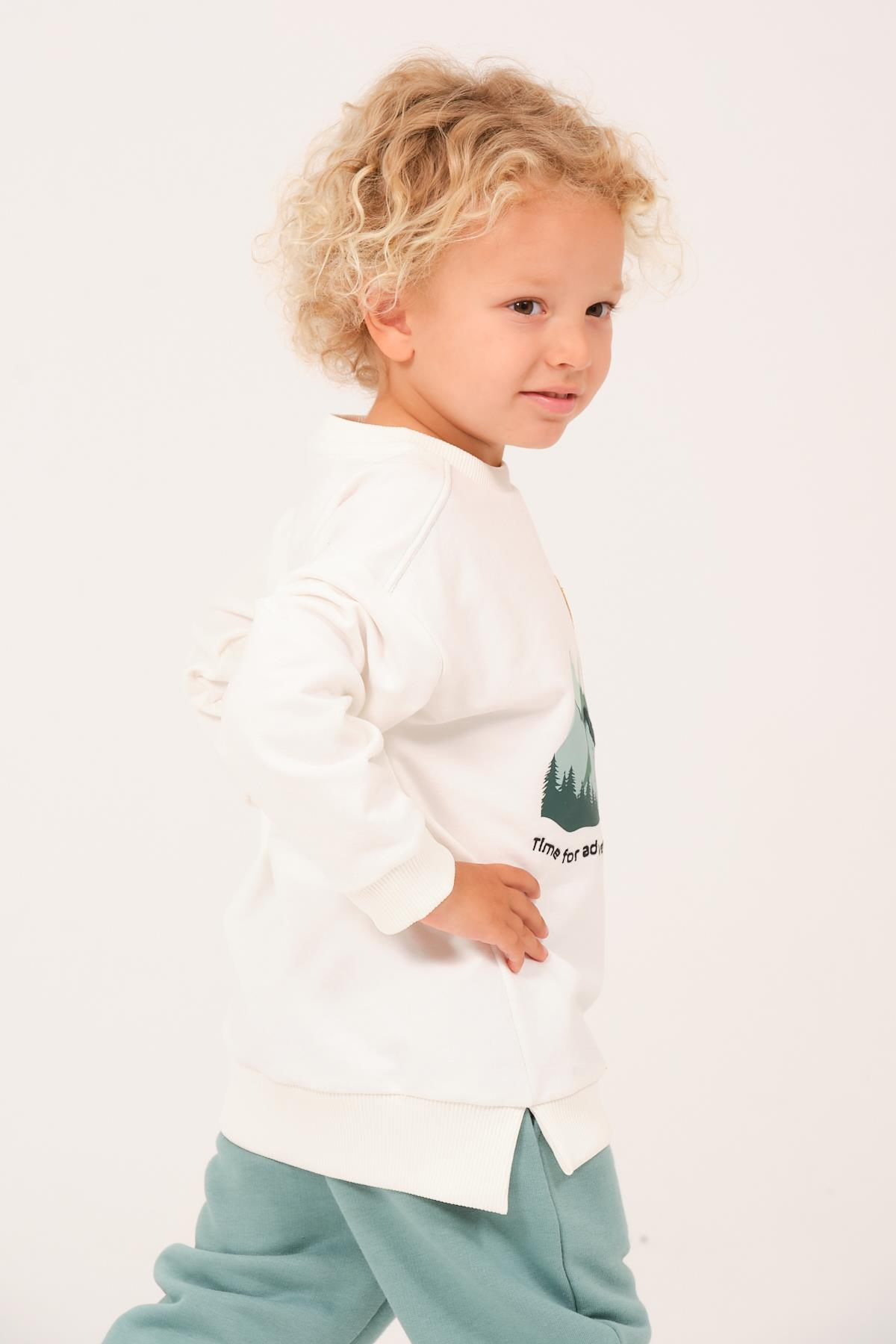 Erkek Çocuk Baskı Nakış Detaylı Sweatshirt - Skasar