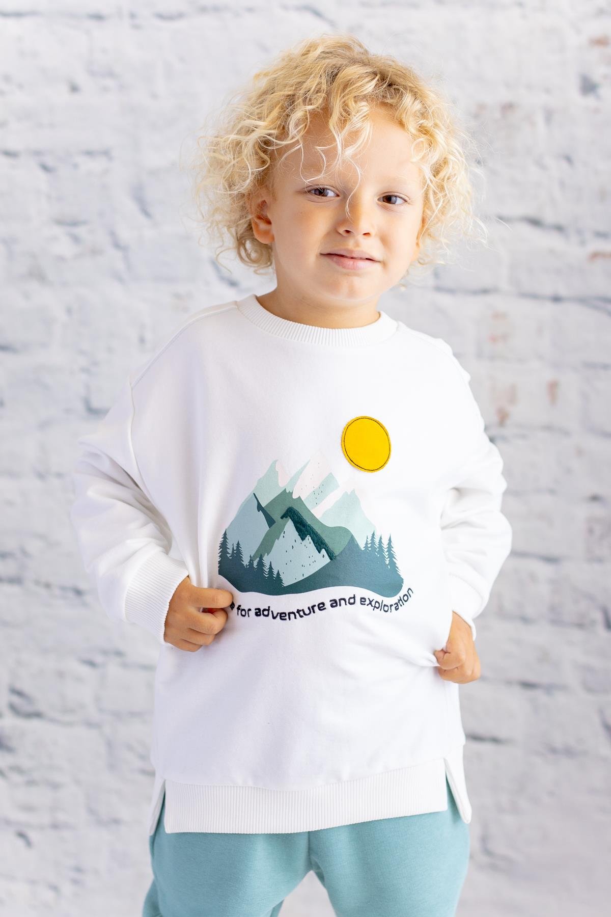 Erkek Çocuk Baskı Nakış Detaylı Sweatshirt - Skasar