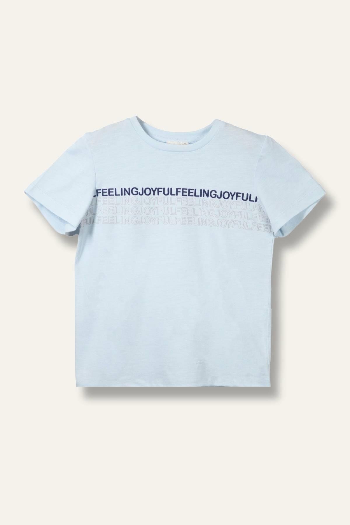 Erkek Çocuk  Baskılı T-shirt  - Açık Mavi