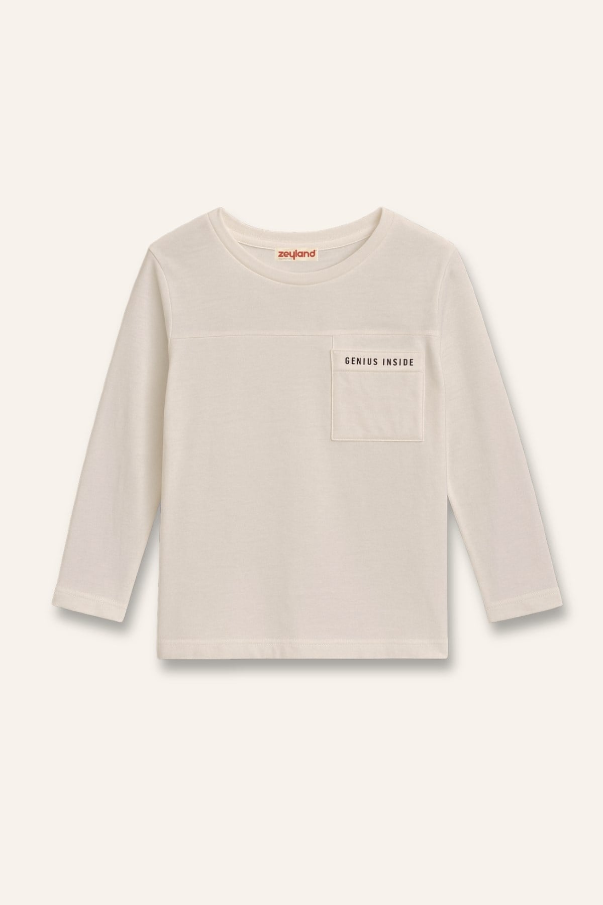 Erkek Çocuk Baskılı Uzun Kol T-shirt - Bej