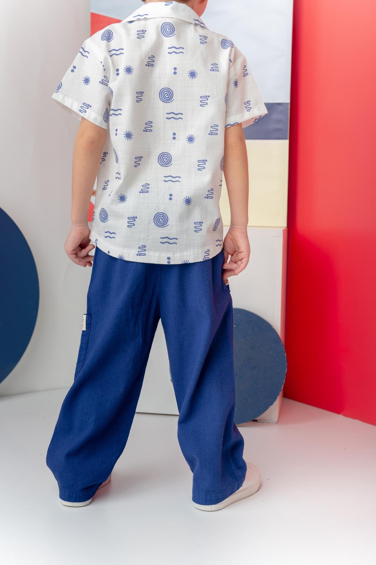 Erkek Çoçuk Çep Detaylı Lastikli Pantolon - Lacivert