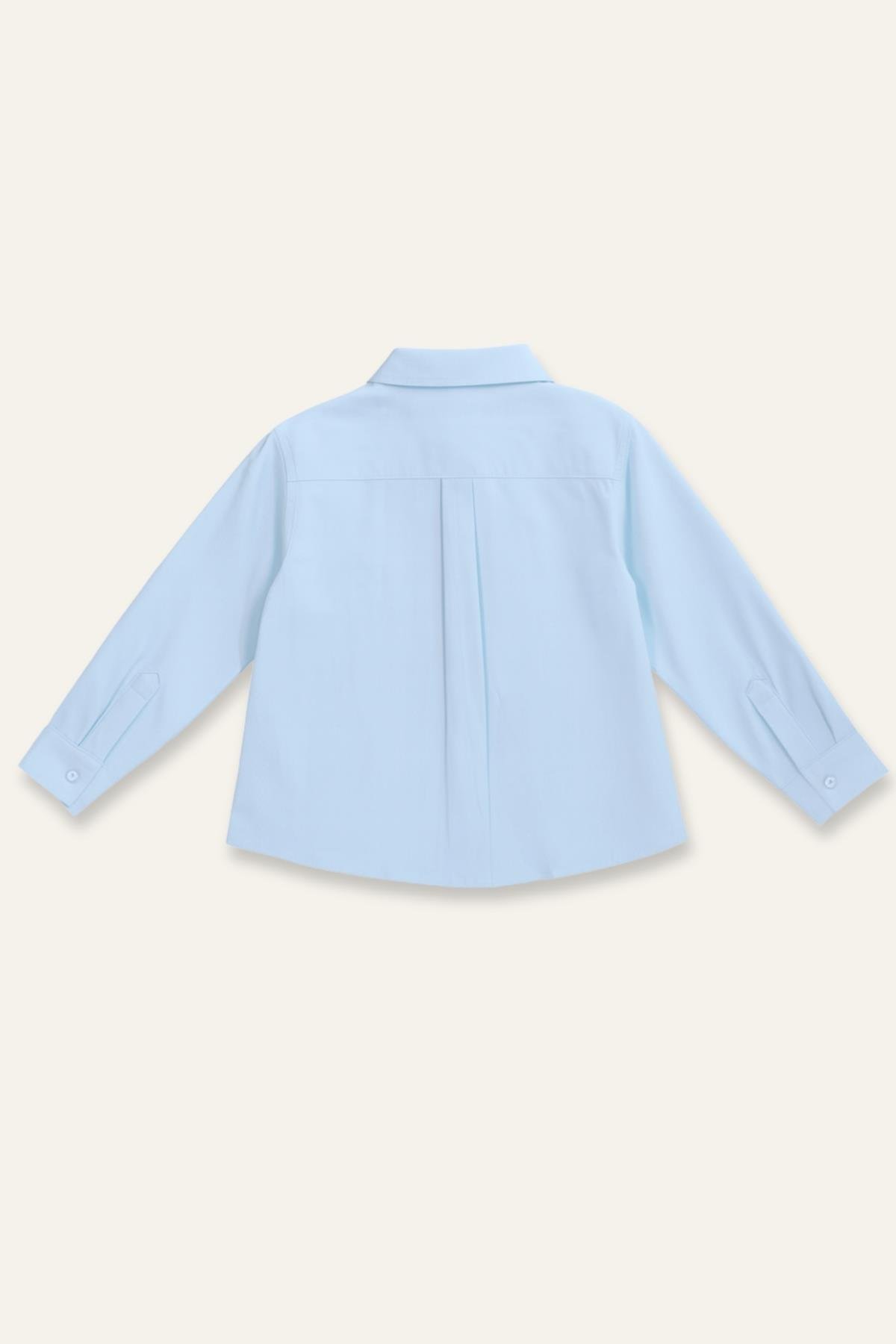 Erkek Çocuk Cep Detaylı Poplin Gömlek - Mavi