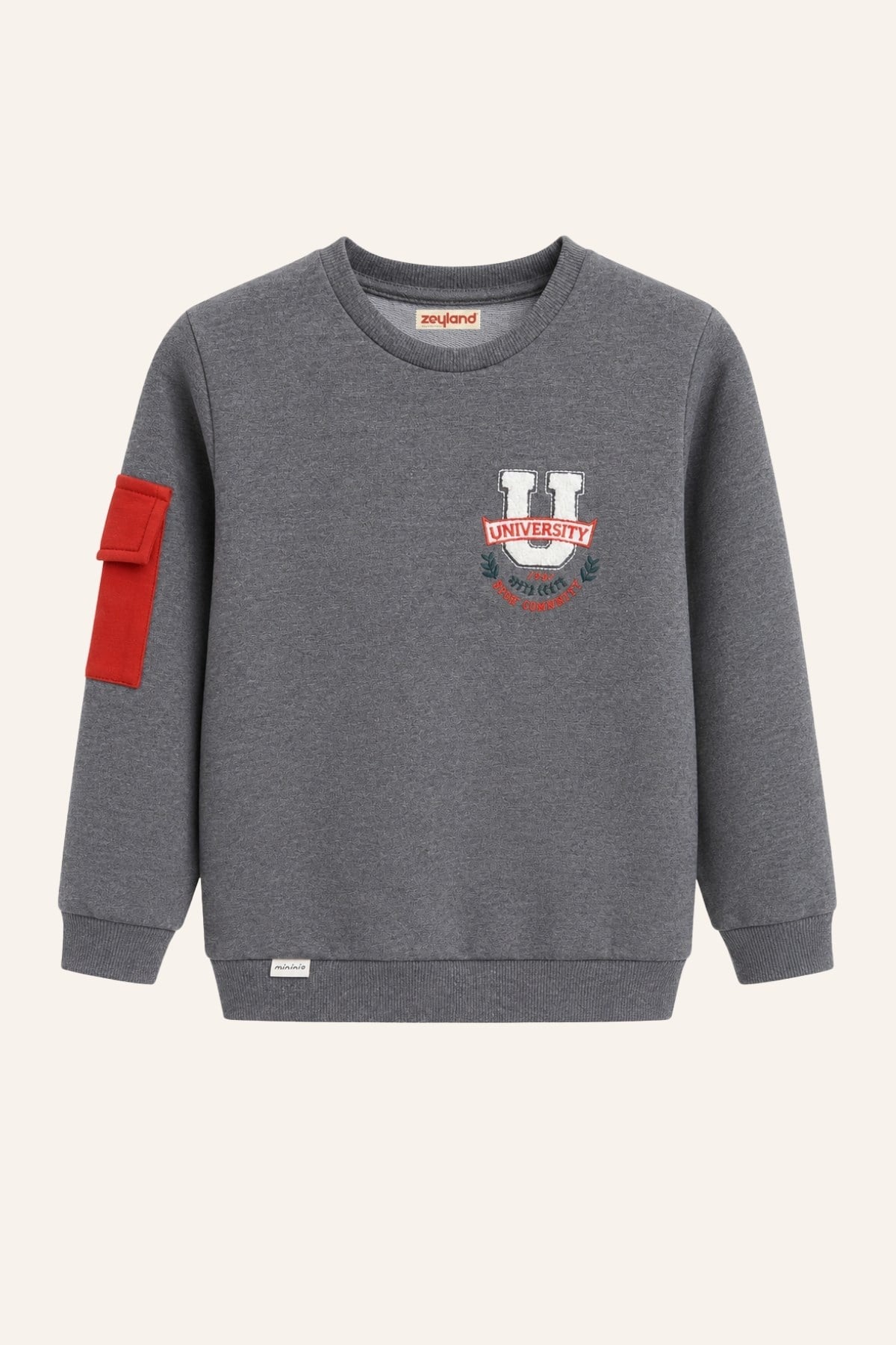 Erkek Çocuk Cep Detaylı Sweatshirt - Antrasit Melanj