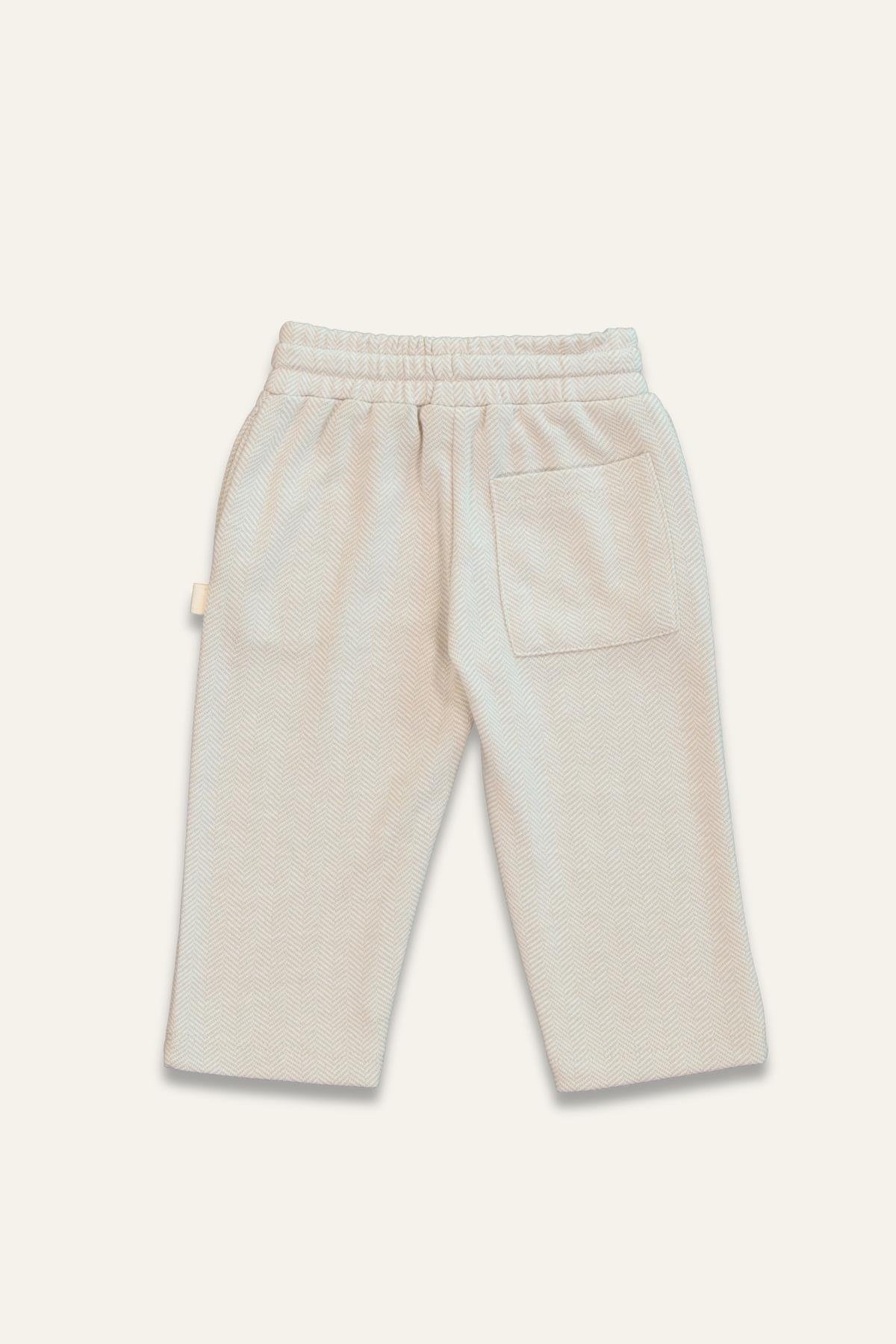 Erkek Çocuk Cepli Örme Pantolon - Bej