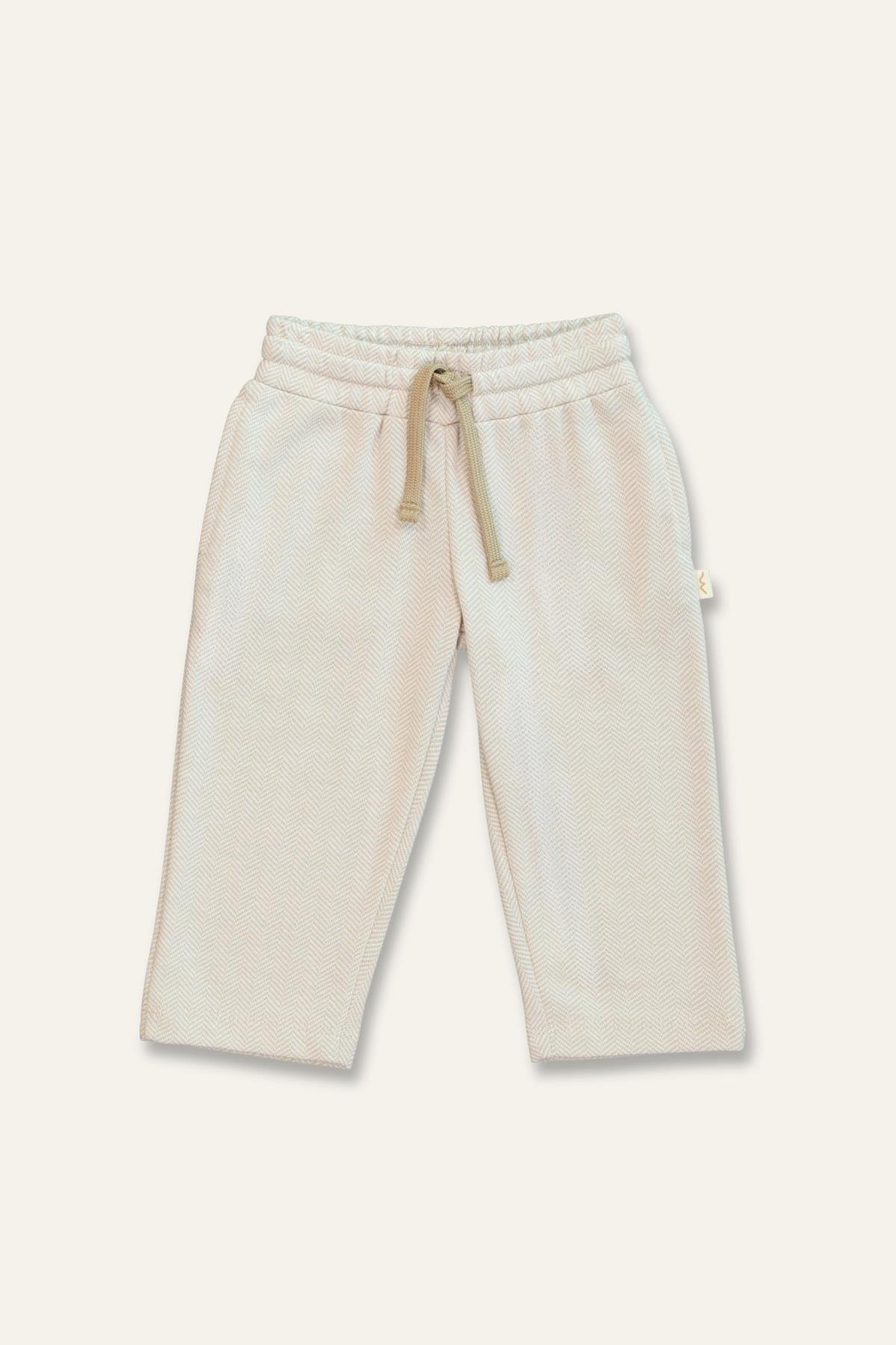 Erkek Çocuk Cepli Örme Pantolon - Bej