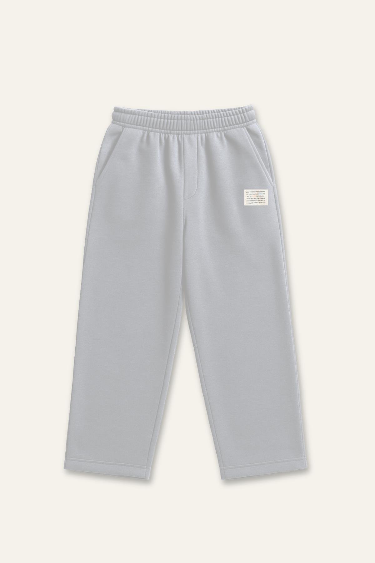 Erkek Çocuk Düz Paça Fırçalı Tek Alt  - Gri