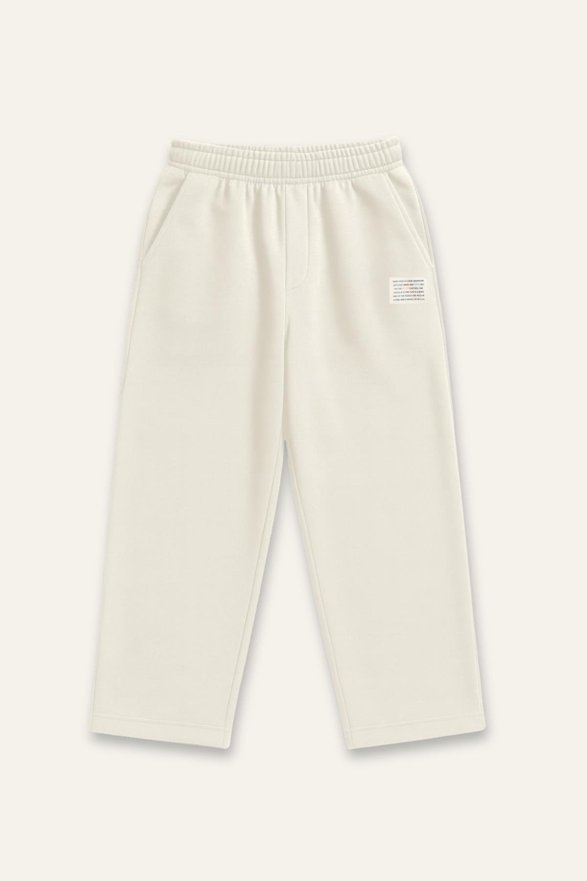 Erkek Çocuk Düz Paça Fırçalı Tek Alt  - Krem