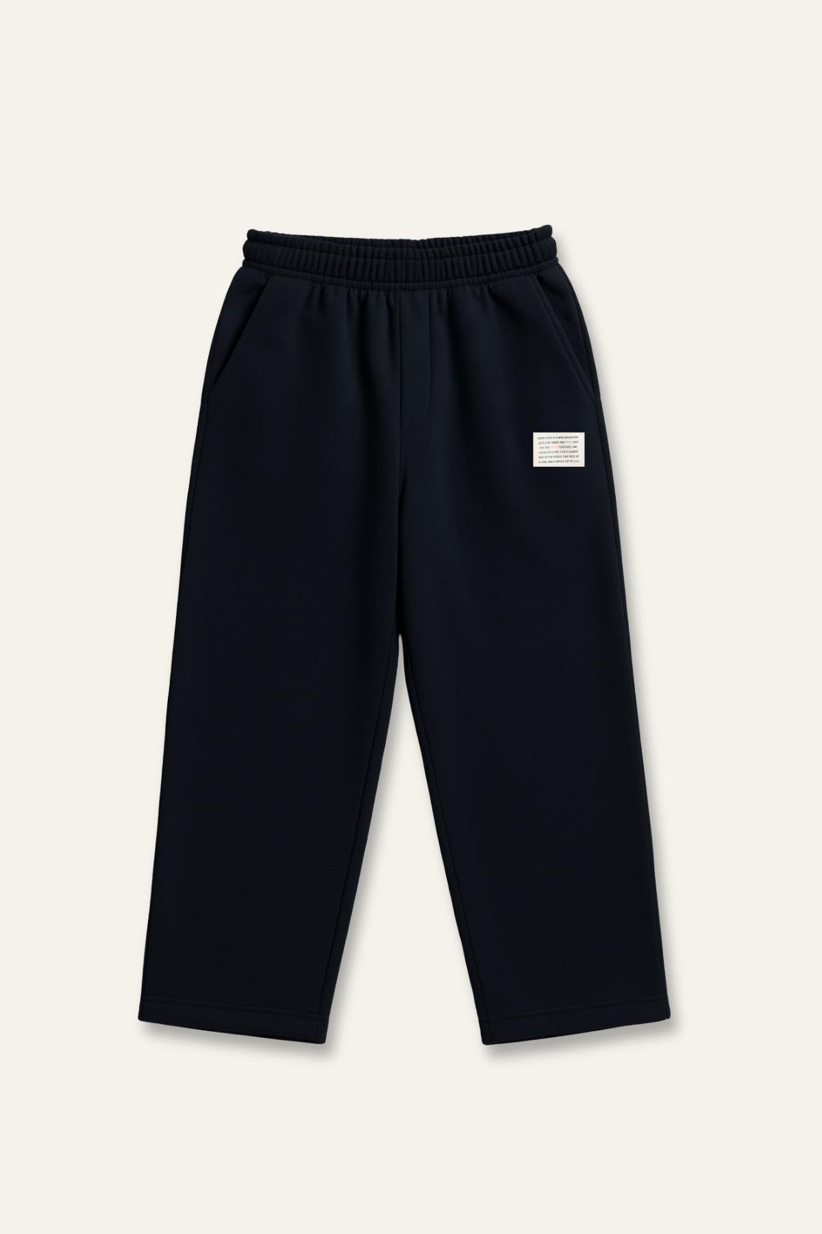 Erkek Çocuk Düz Paça Fırçalı Tek Alt  - Siyah