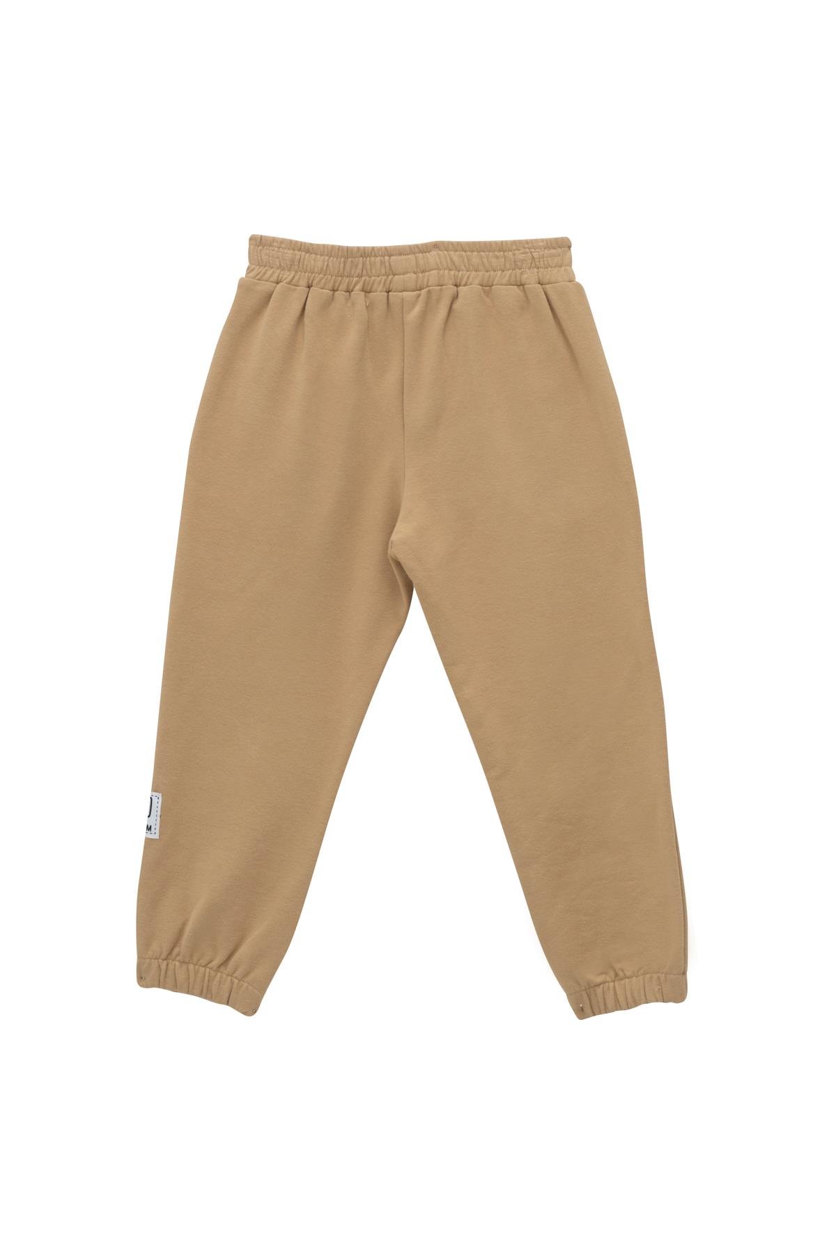 Erkek Çocuk Etiketli Eşofman Altı - Bej