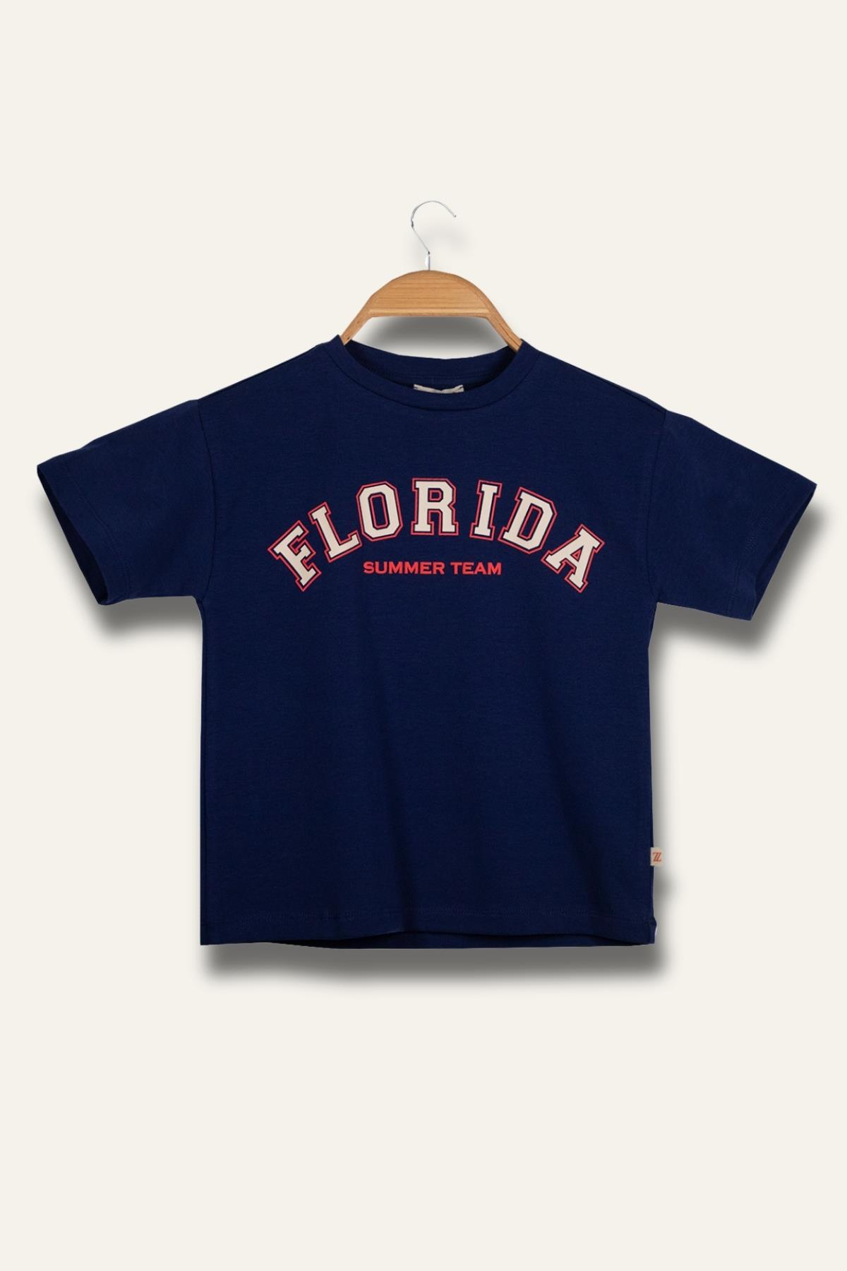Erkek Çocuk Florida Baskılı T-Shirt - Lacivert