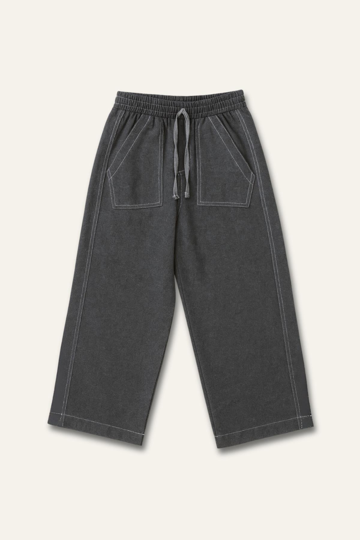 Erkek Çocuk İnce Kaşe Cep Detalı Lastikli Pantalon  - Antrasit