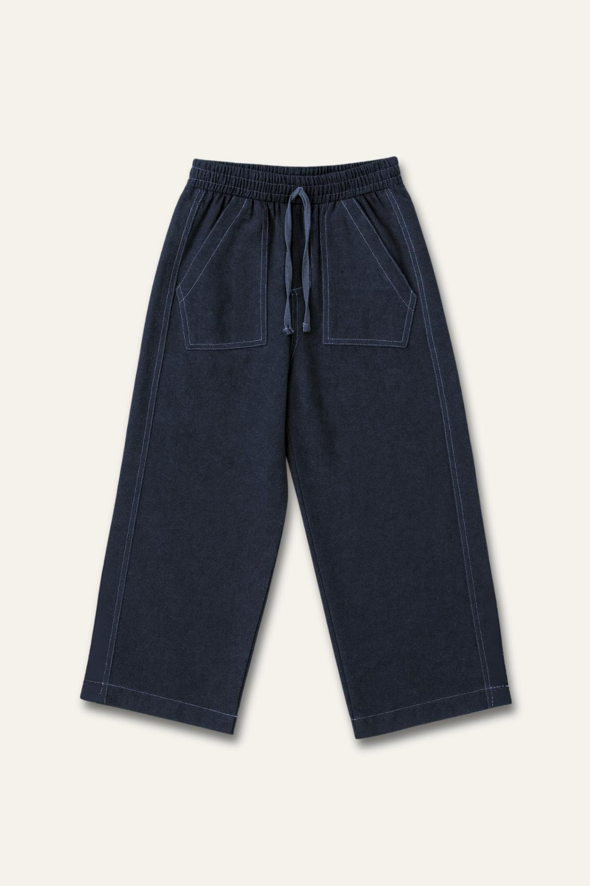 Erkek Çocuk İnce Kaşe Cep Detalı Lastikli Pantalon  - Lacivert